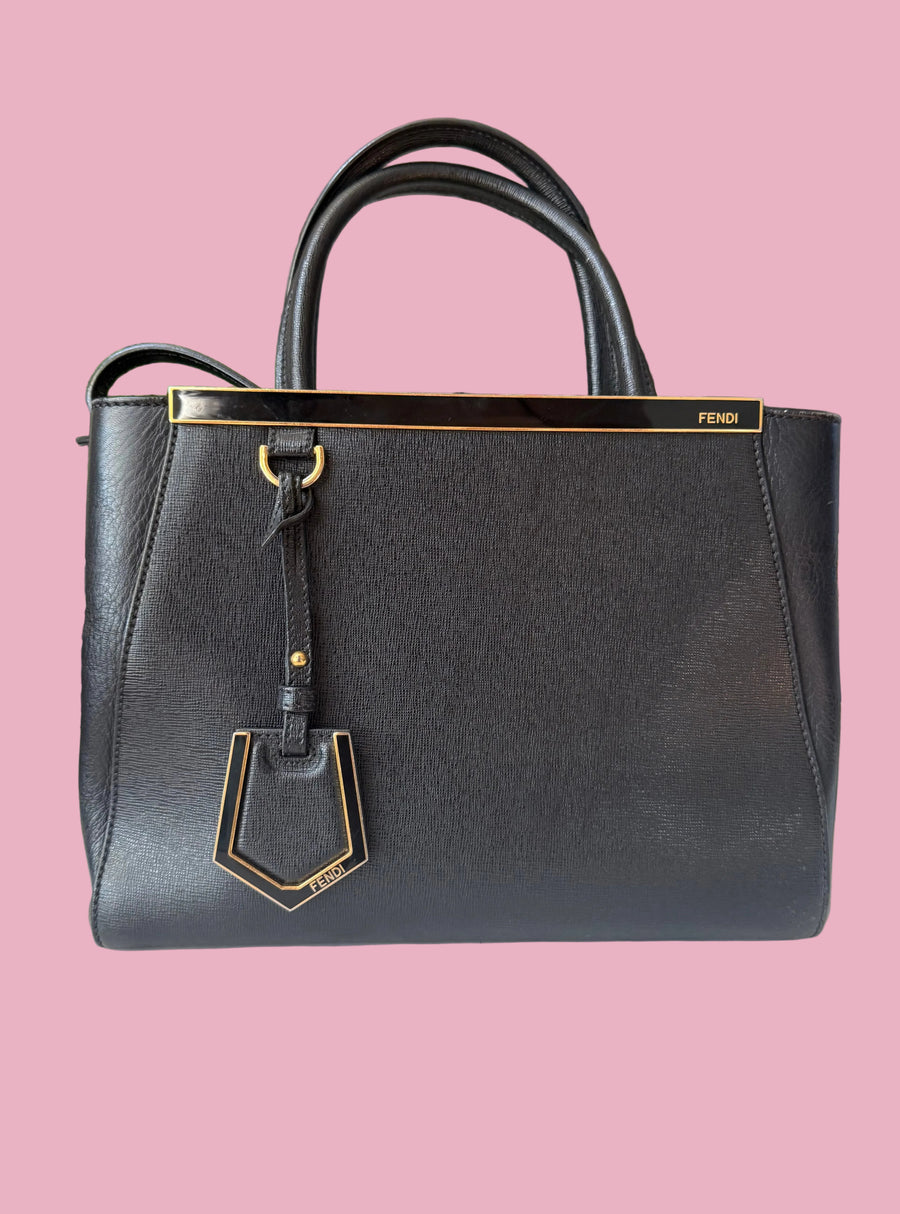 Fendi 2Jours Black Leather w/ Strap