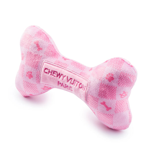 Large Pink Checker Chewy Vuiton Bone