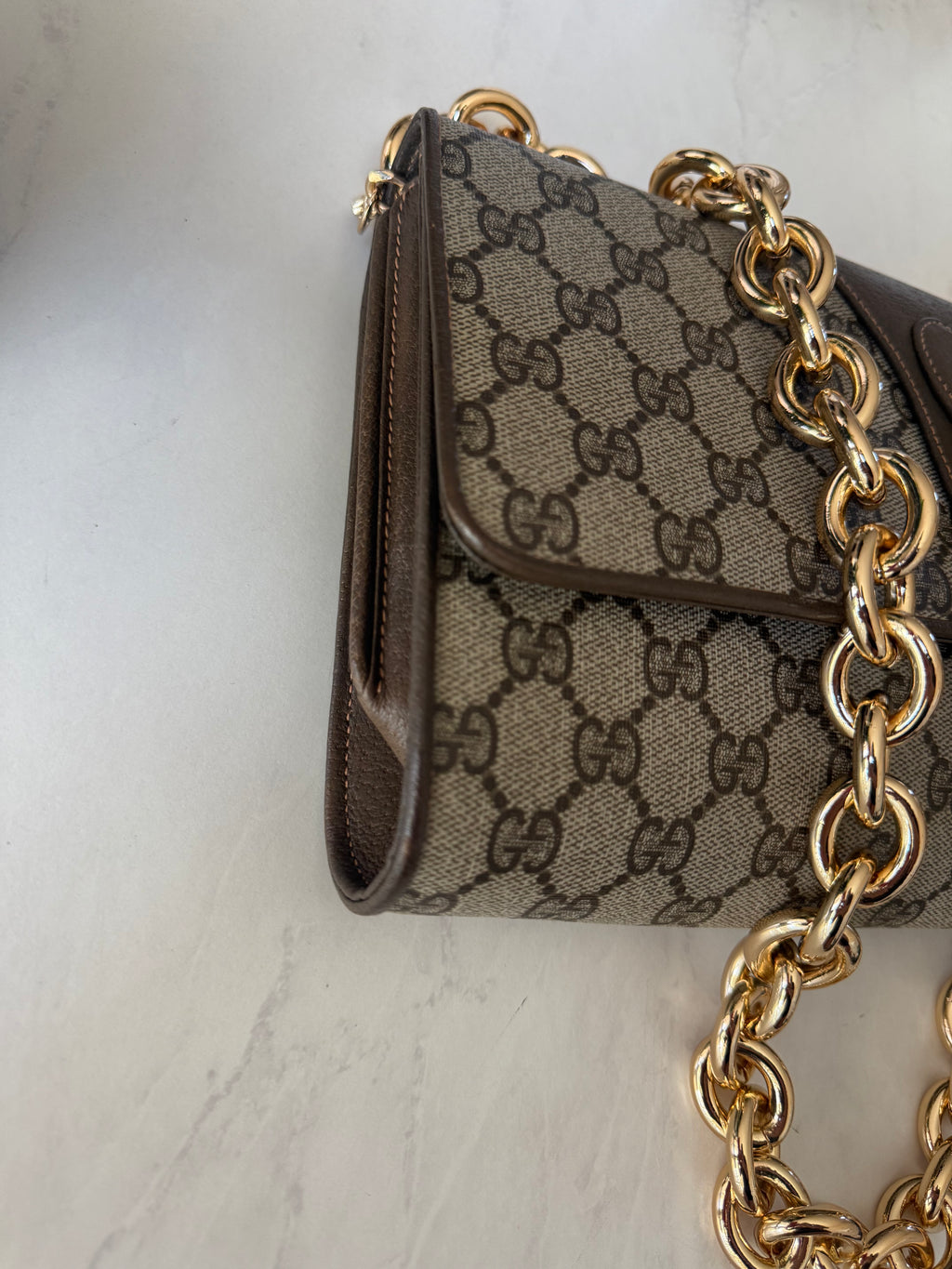 Gucci Clutch W/ added Chunky Gold Chain