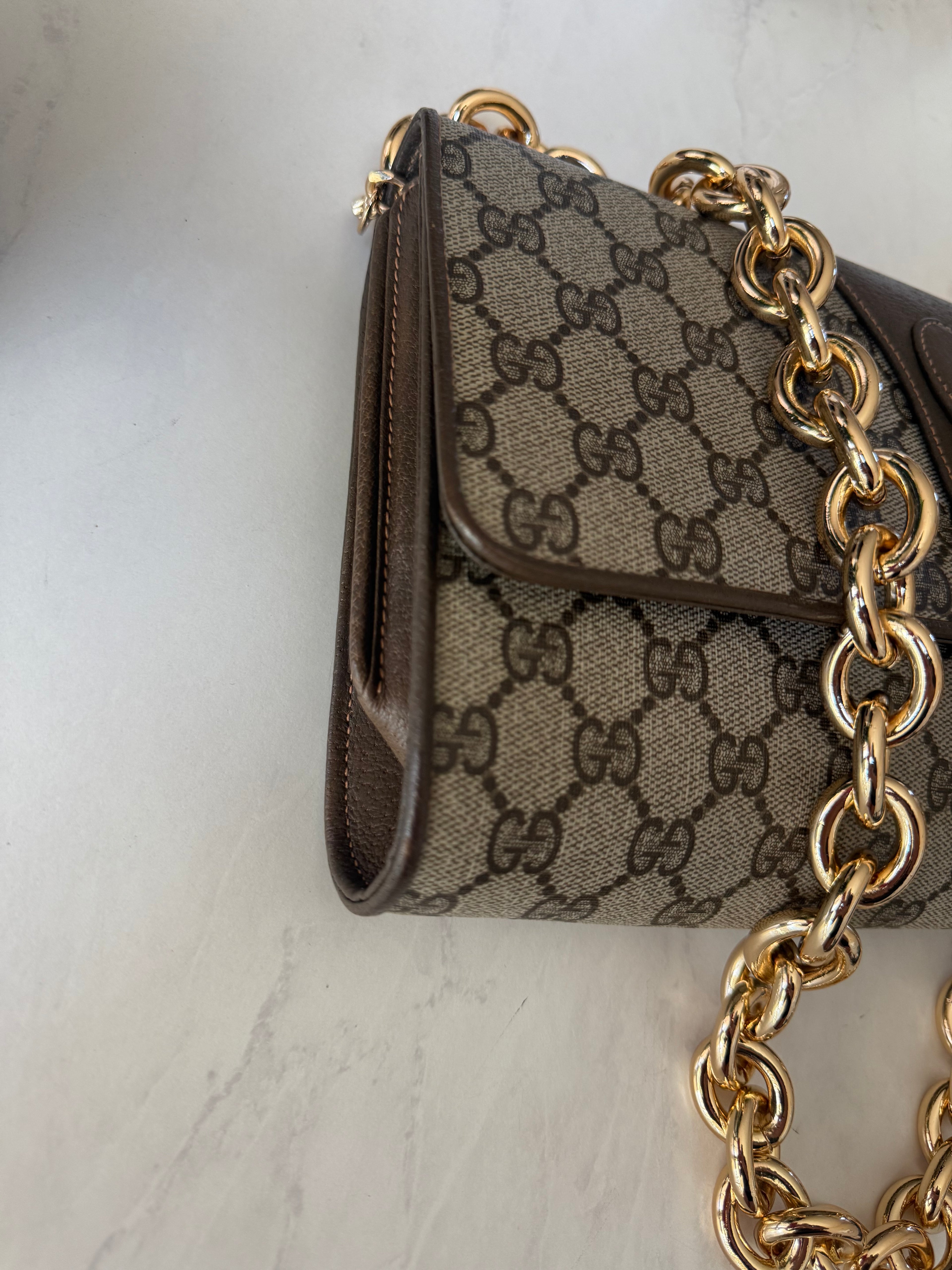 Gucci Clutch W/ added Chunky Gold Chain