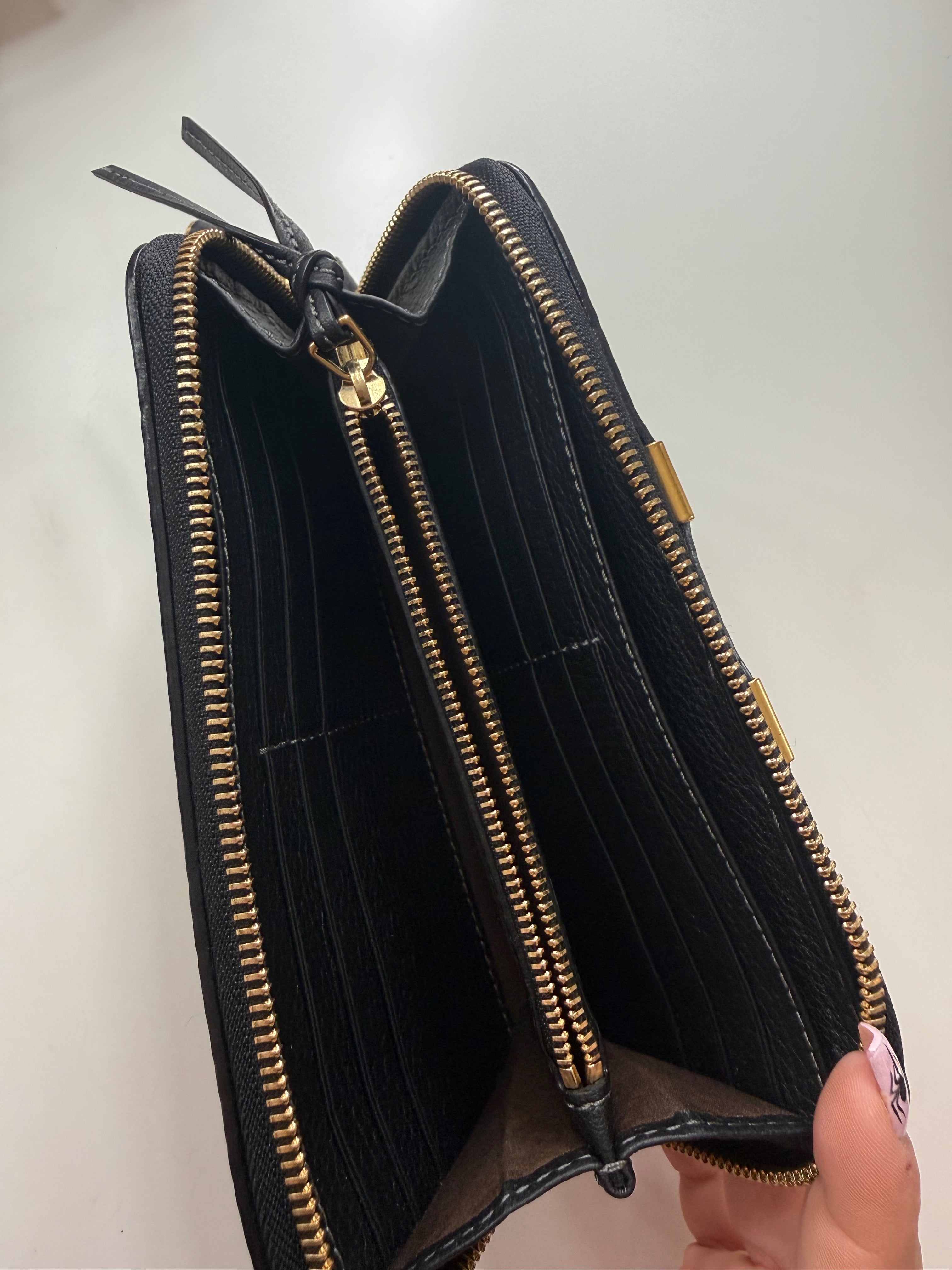 Dark Blue Chloe Grained Calfskin Marcie Long Zip Around Wallet