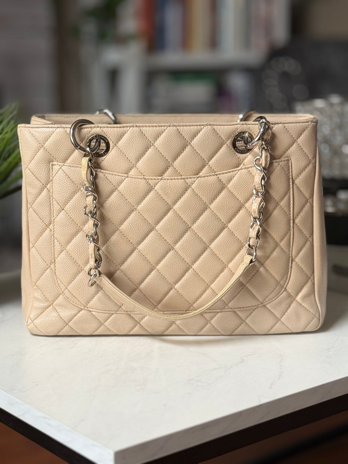 Chanel GST Beige Caviar Leather SHW