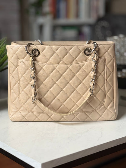 Chanel GST Beige Caviar Leather SHW