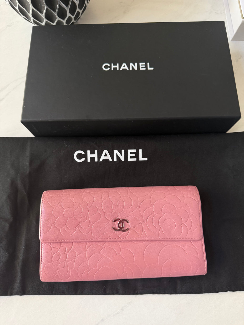 Preloved Pink Chanel Lambskin Wallet SHW
