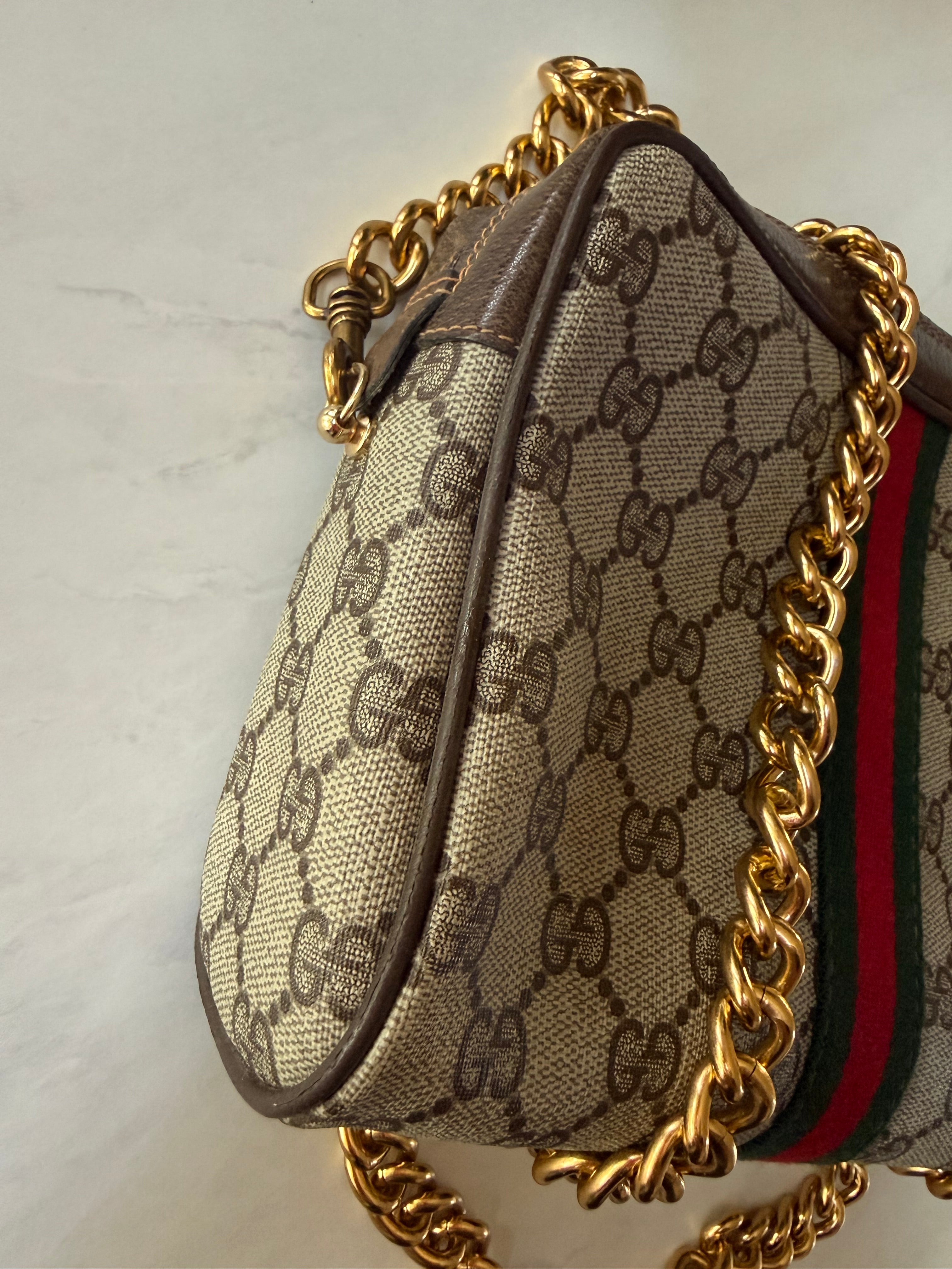Gucci Supreme Web Sherry Line Clutch Bag w/ Chain