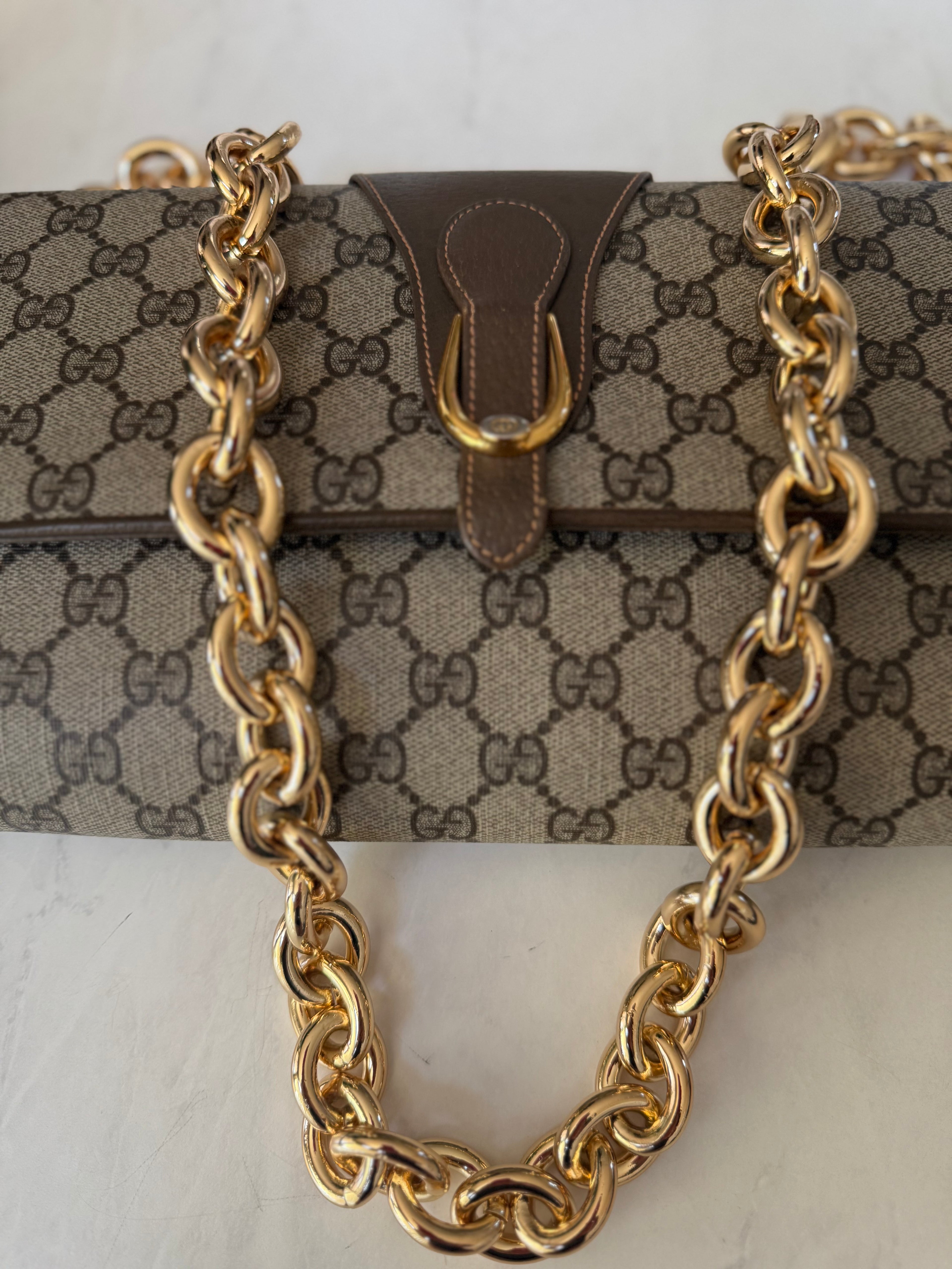 Gucci Clutch W/ added Chunky Gold Chain