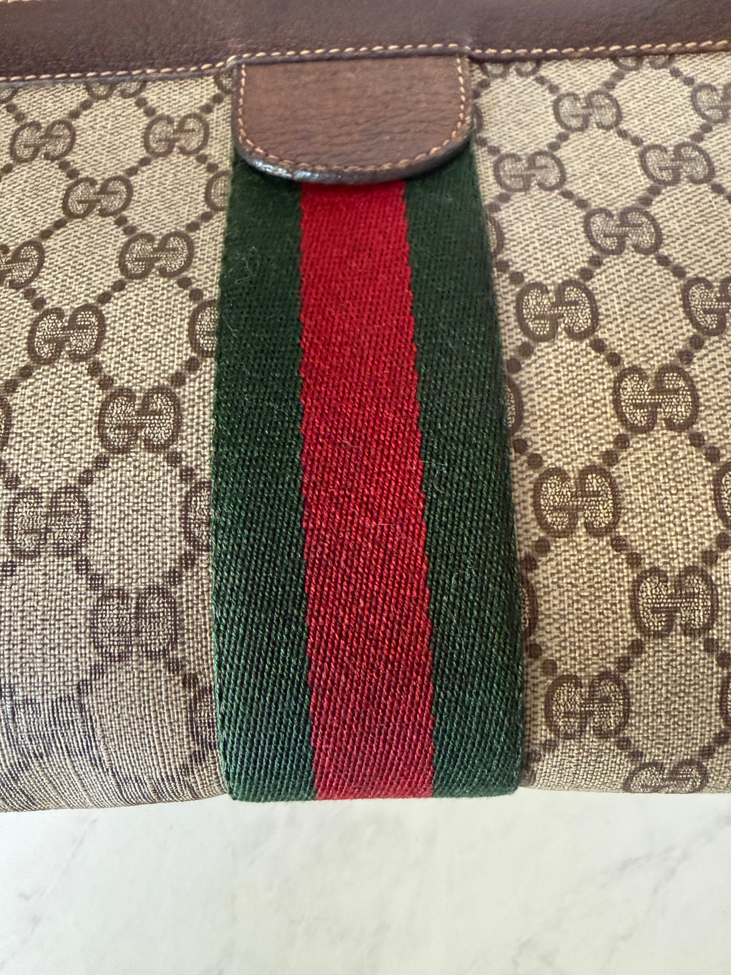 Preloved Large Gucci Ophidia Velcro Clutch w/ added Chain