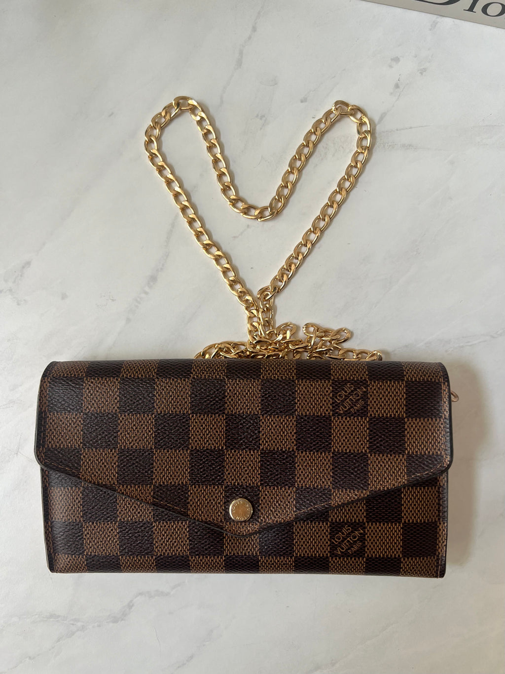 Louis Vuitton Ebene Damier Sarah Wallet (Rose Ballerine)