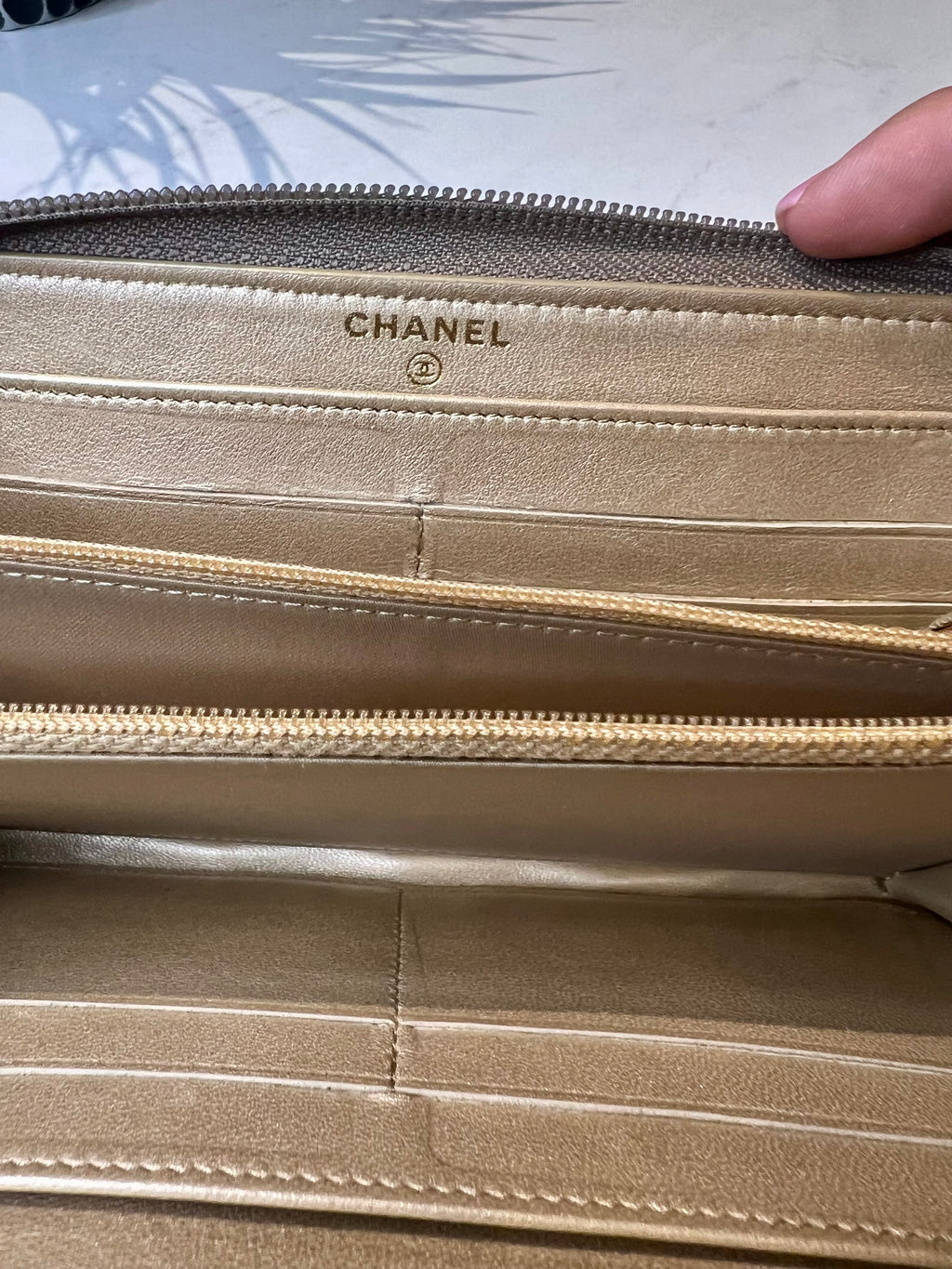 Chanel Lambskin Camellia  Nude Wallet