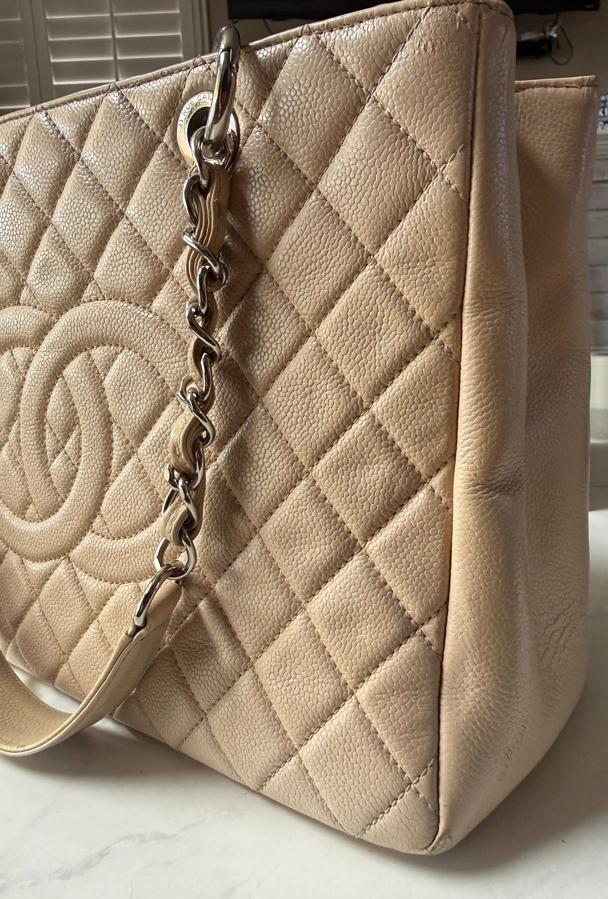 Chanel GST Beige Caviar Leather SHW