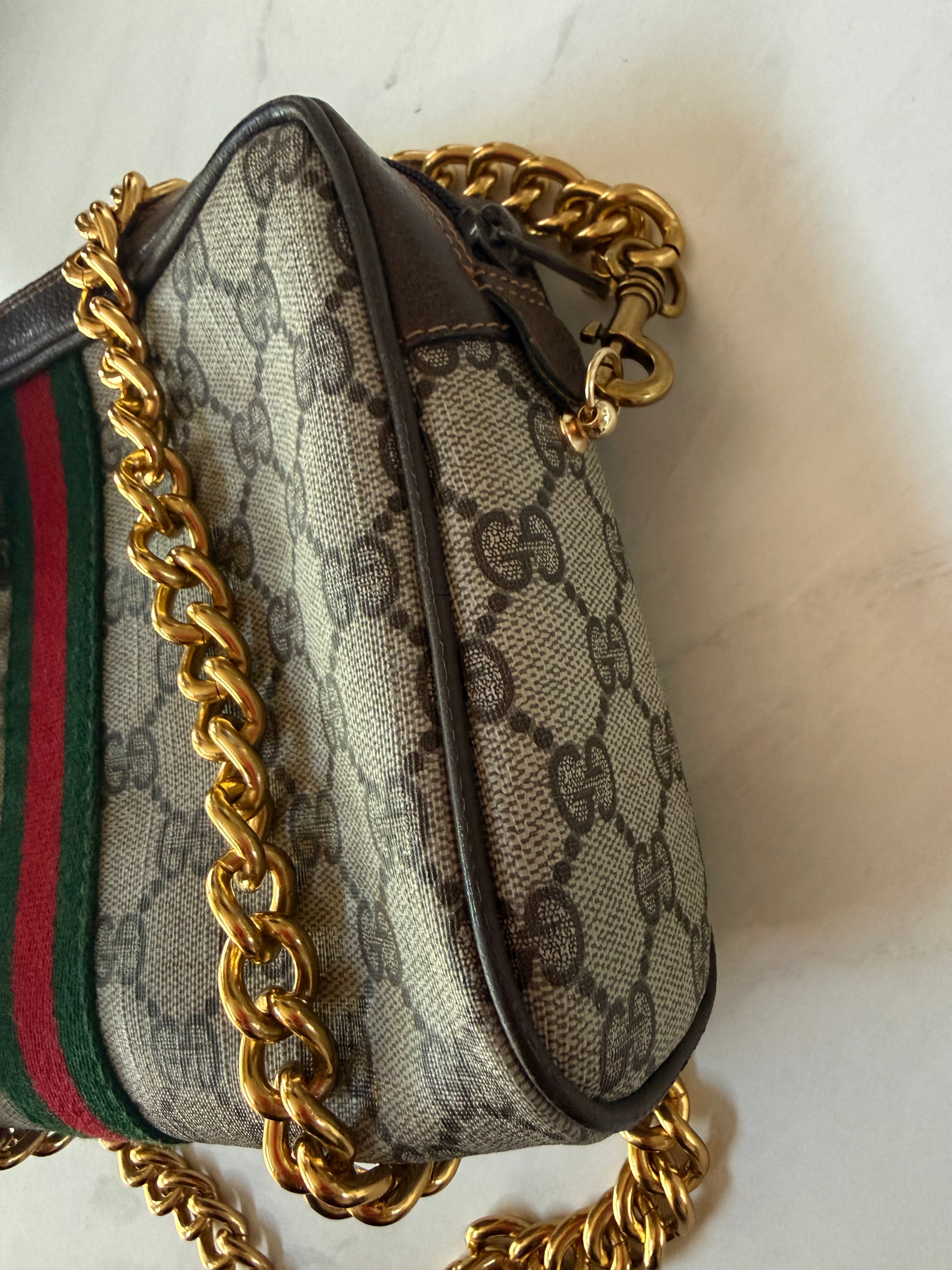 Gucci Supreme Web Sherry Line Clutch Bag w/ Chain