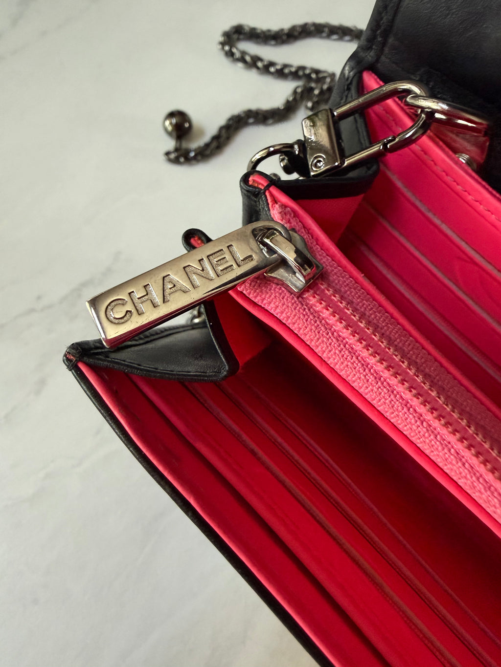 Black Chanel Lambskin Cambon Wallet
