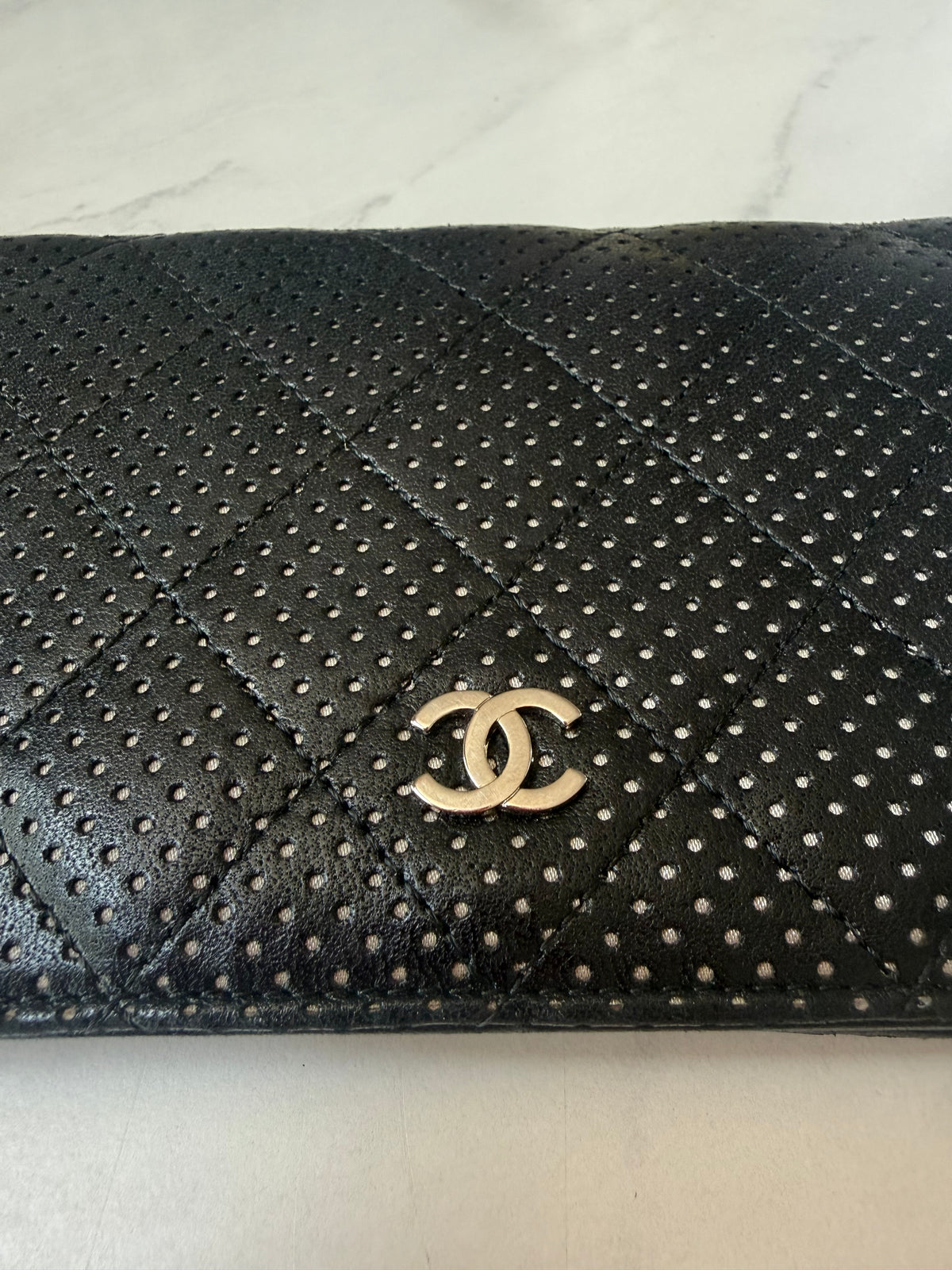 Chanel Matelasse Black Punching Lambskin Bifold