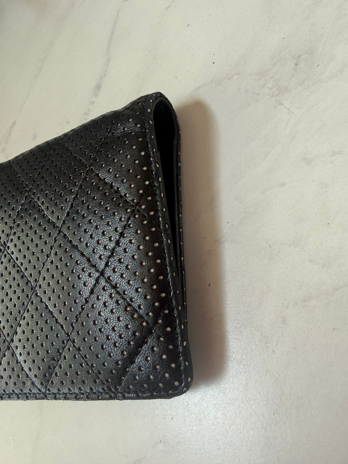 Chanel Matelasse Black Punching Lambskin Bifold