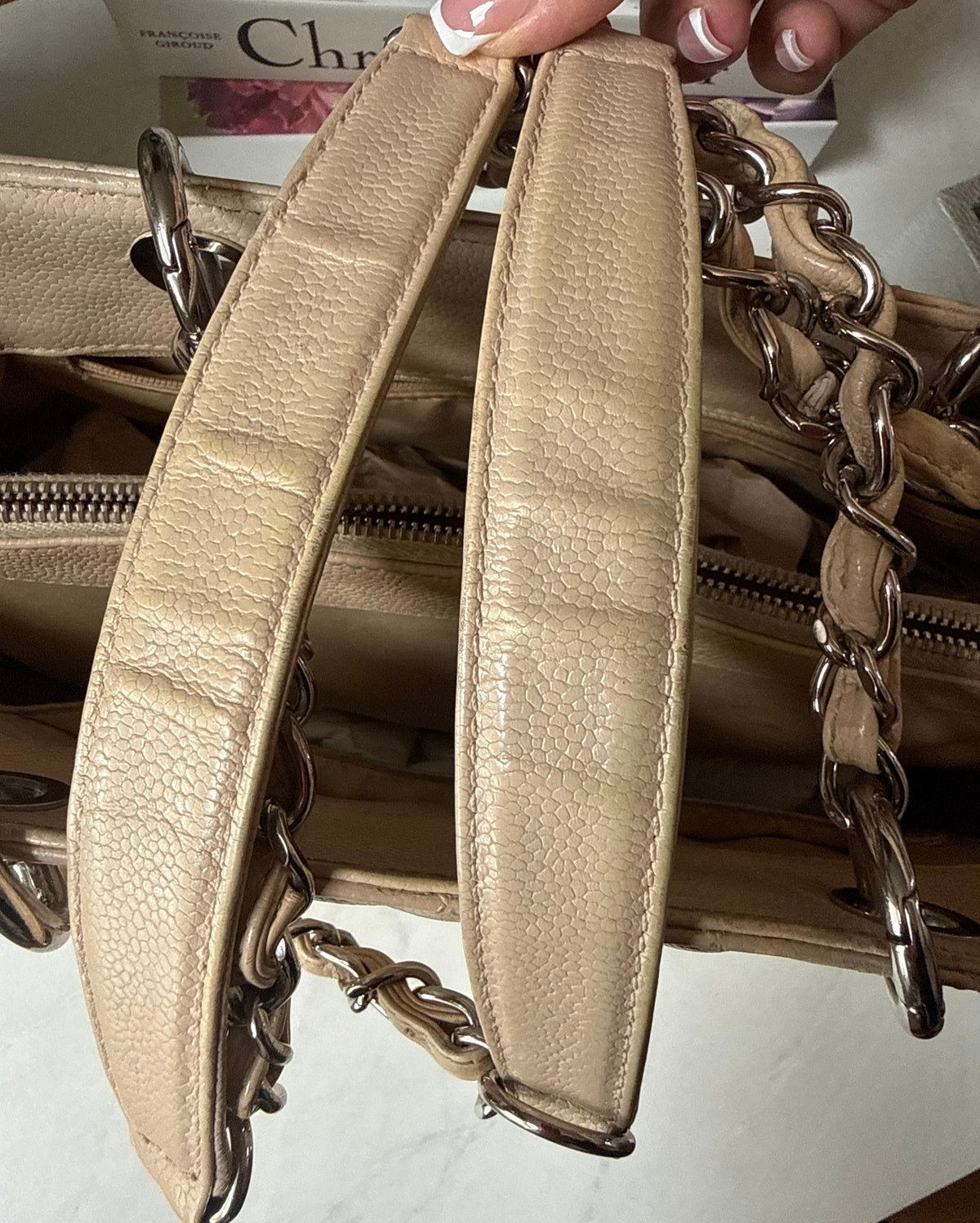 Chanel GST Beige Caviar Leather SHW