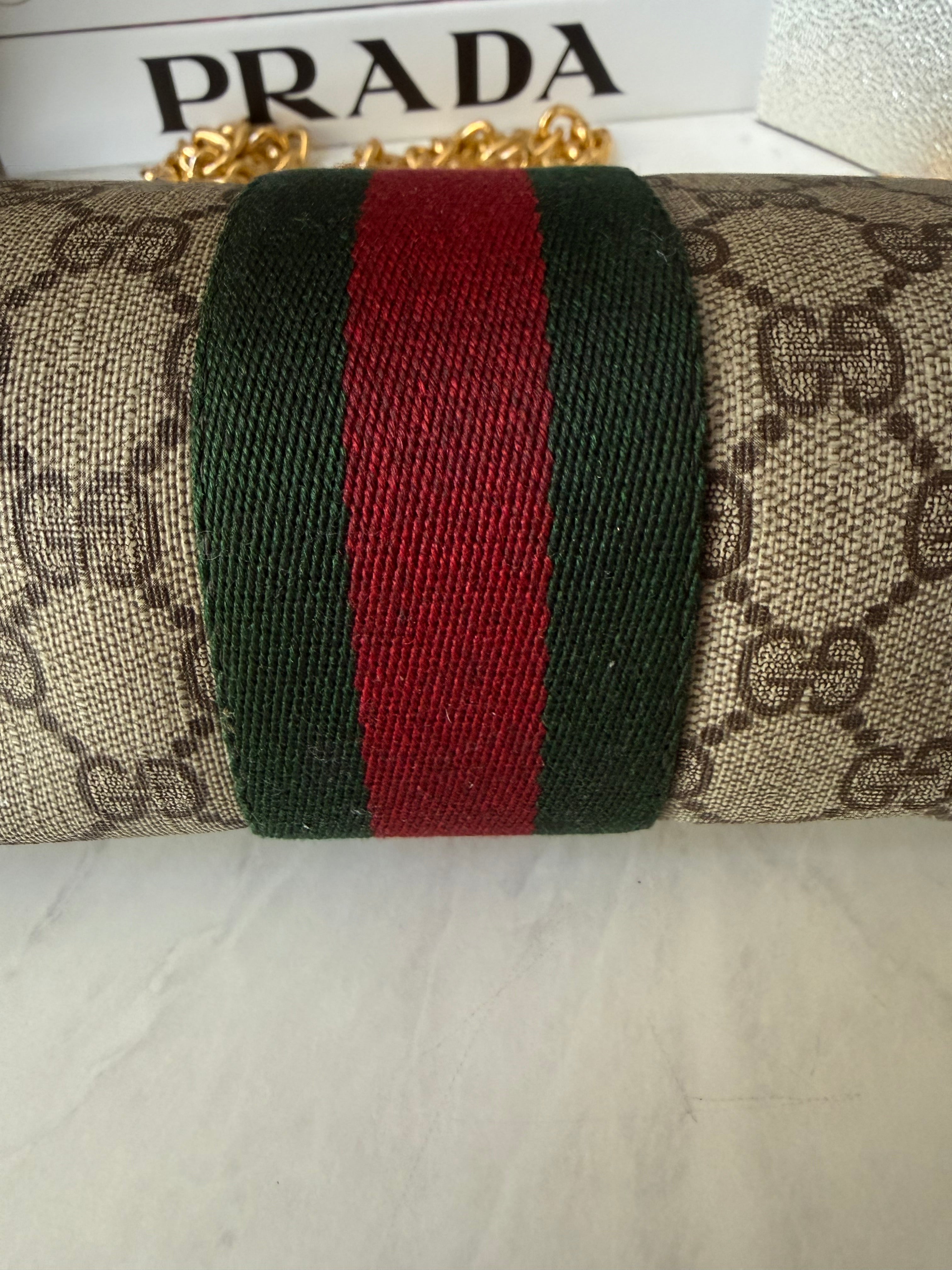 Preloved Large Gucci Ophidia Velcro Clutch w/ added Chain
