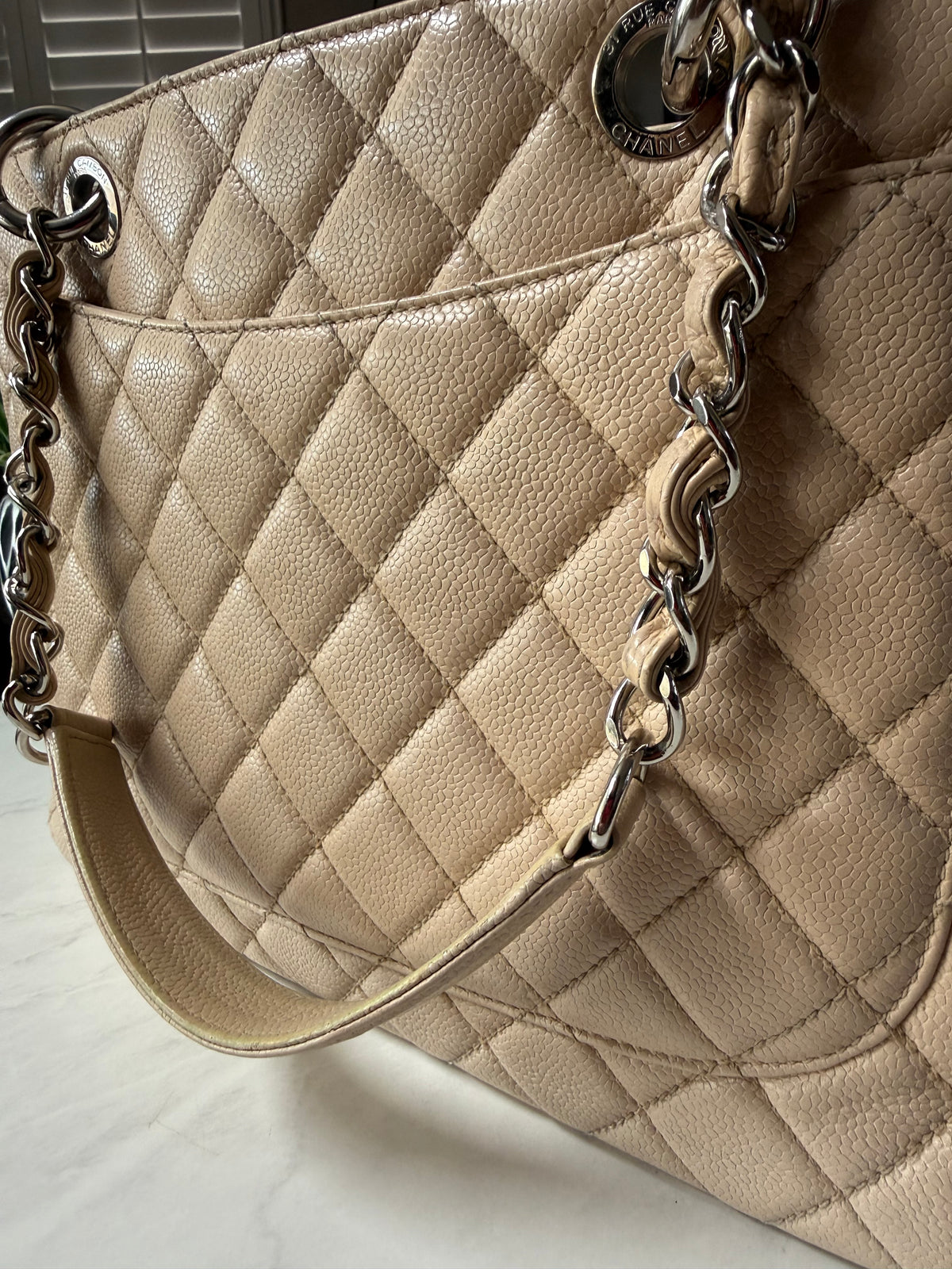 Chanel GST Beige Caviar Leather SHW