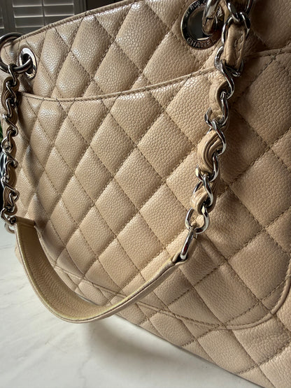 Chanel GST Beige Caviar Leather SHW