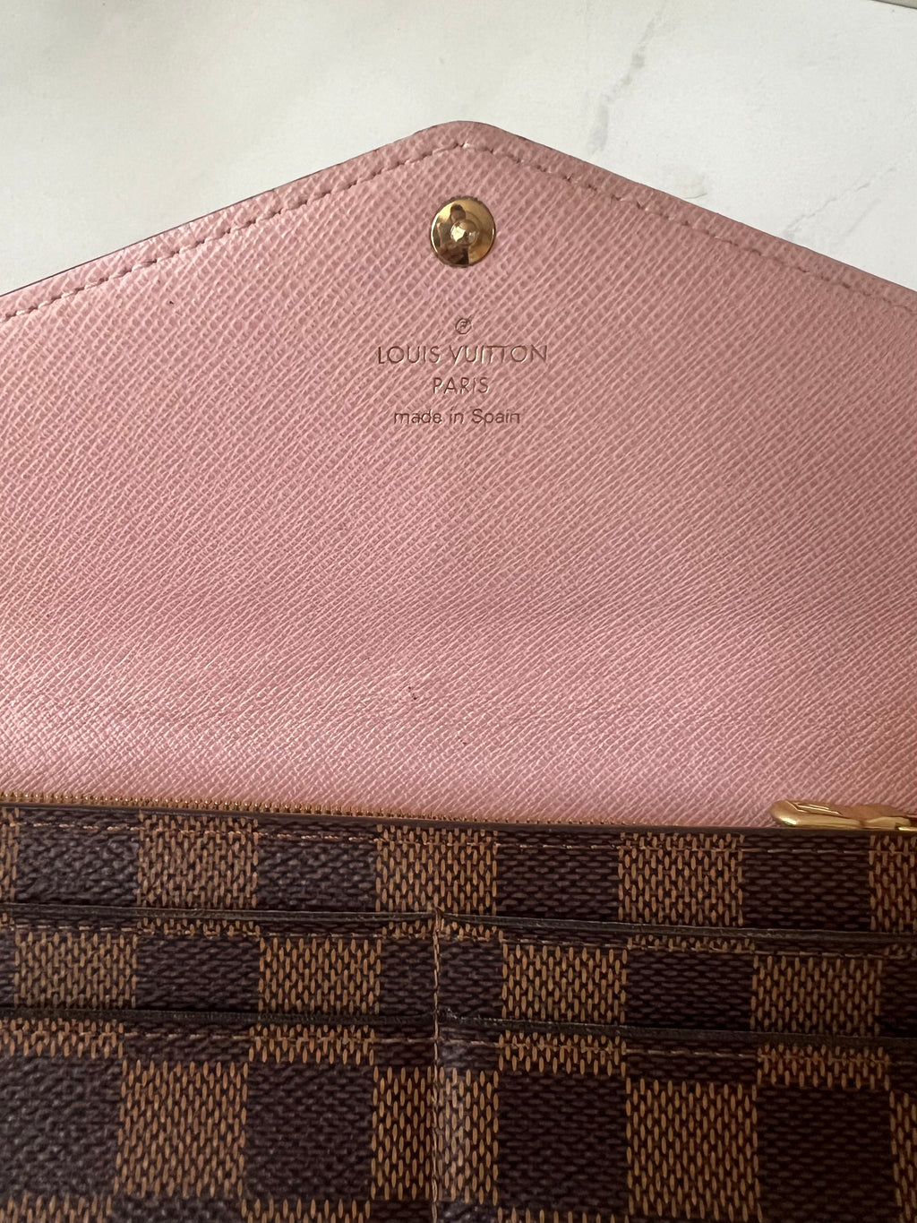 Louis Vuitton Ebene Damier Sarah Wallet (Rose Ballerine)
