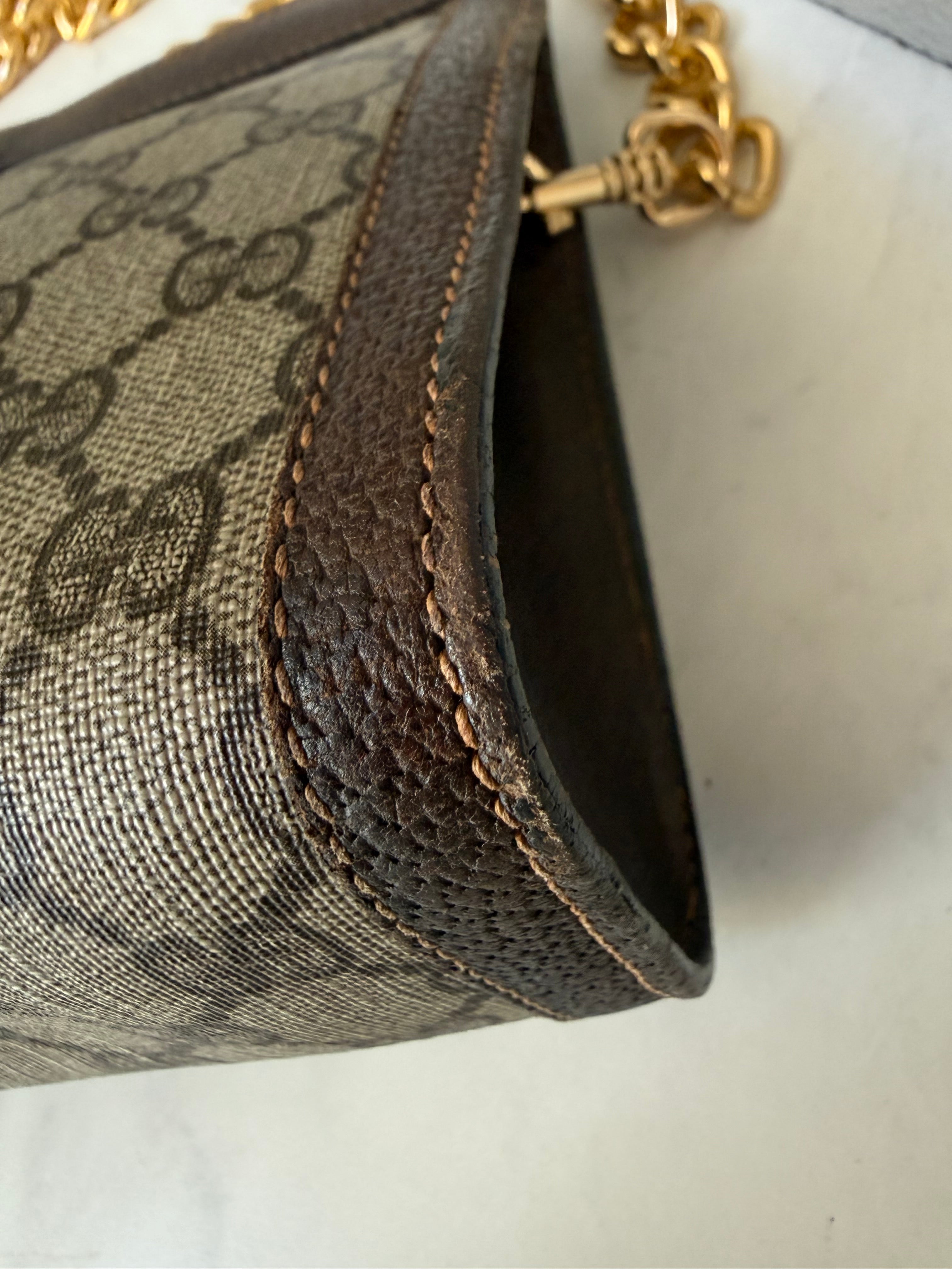Preloved Large Gucci Ophidia Velcro Clutch w/ added Chain