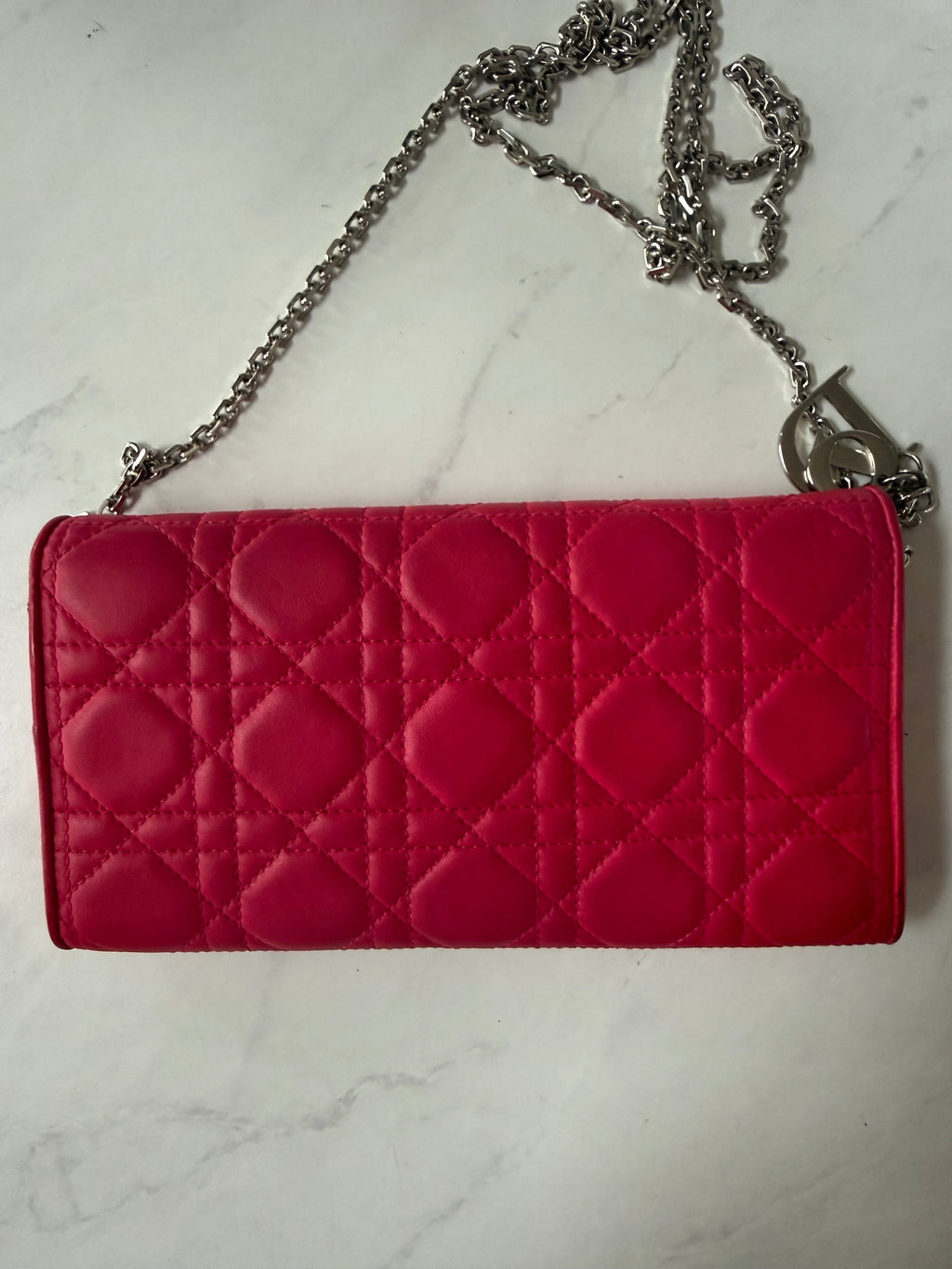 Pink Dior Cannage Wallet On Chain