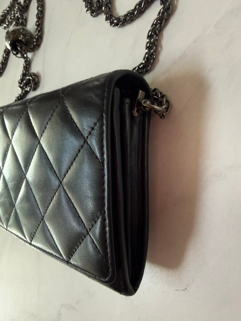 Black Chanel Lambskin Cambon Wallet