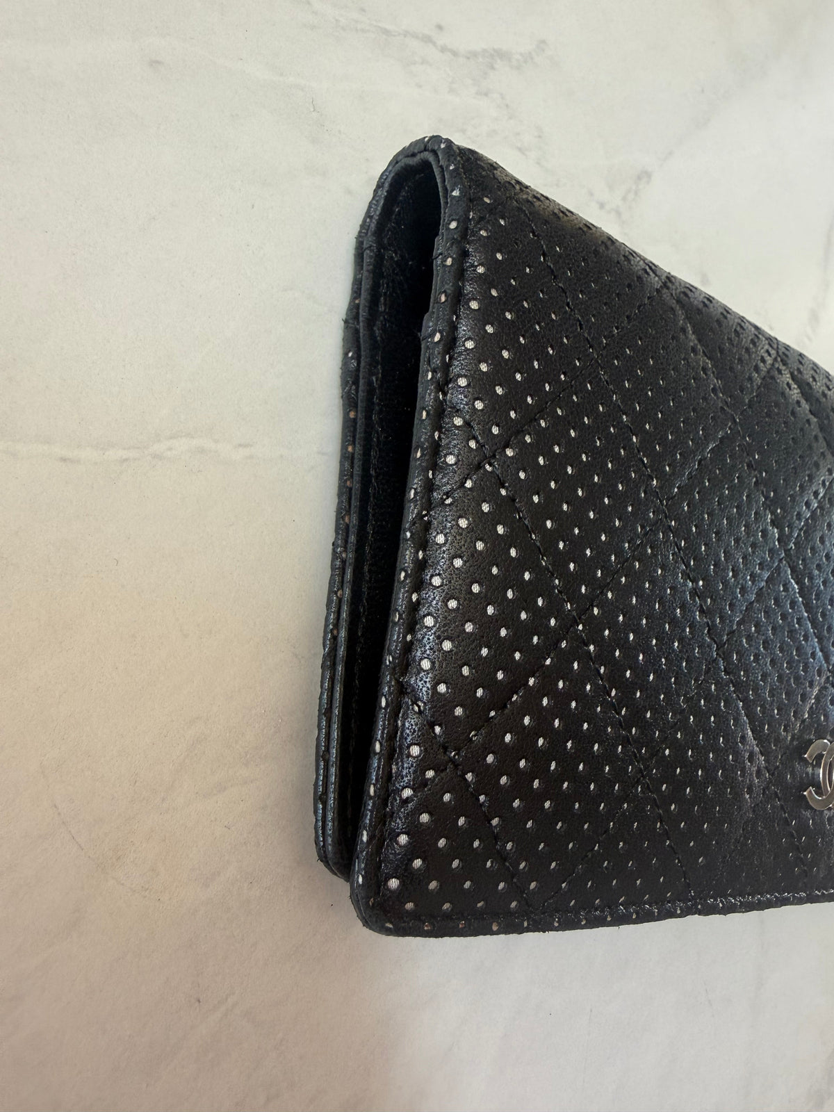 Chanel Matelasse Black Punching Lambskin Bifold