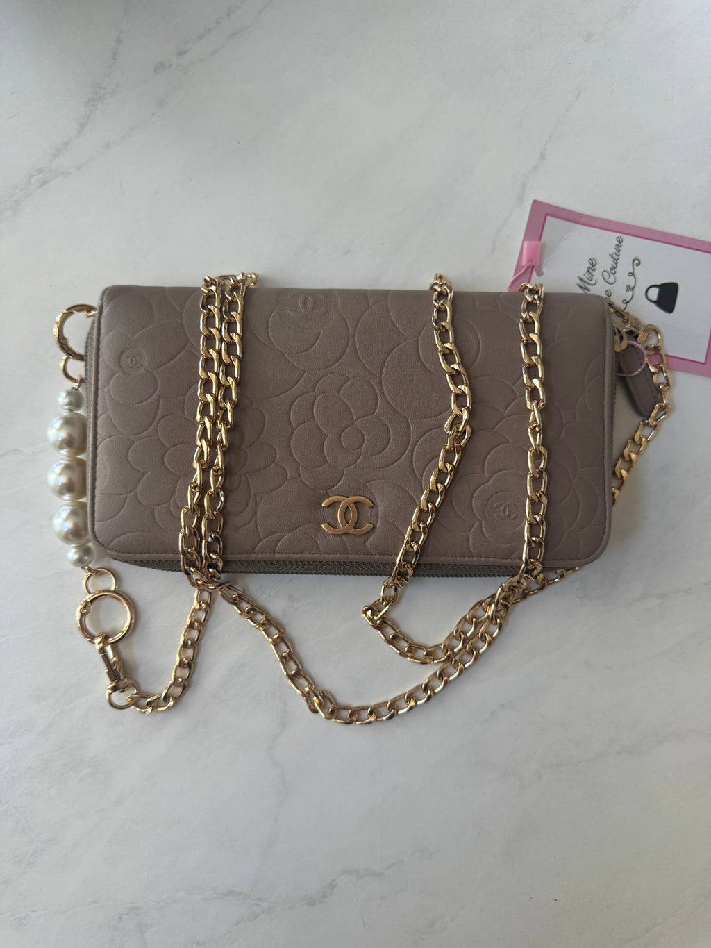 Chanel Lambskin Camellia  Nude Wallet