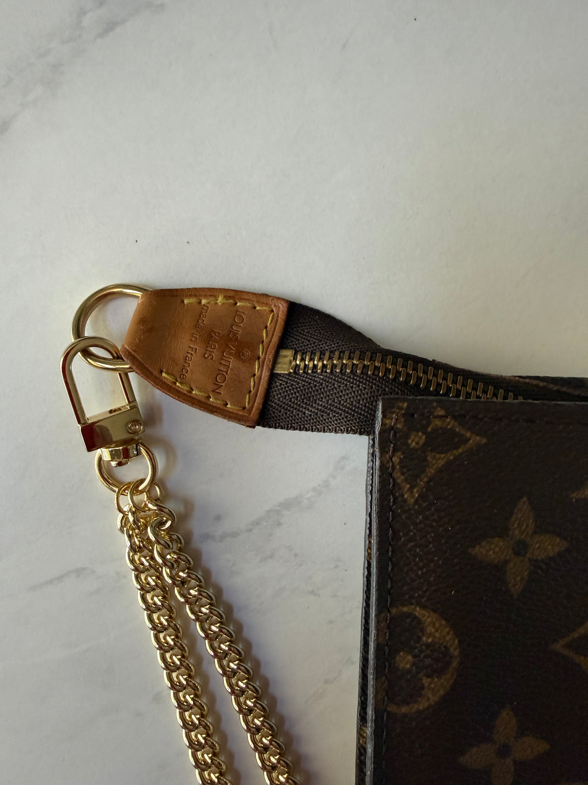 Louis Vuitton Pouch w/ added chain