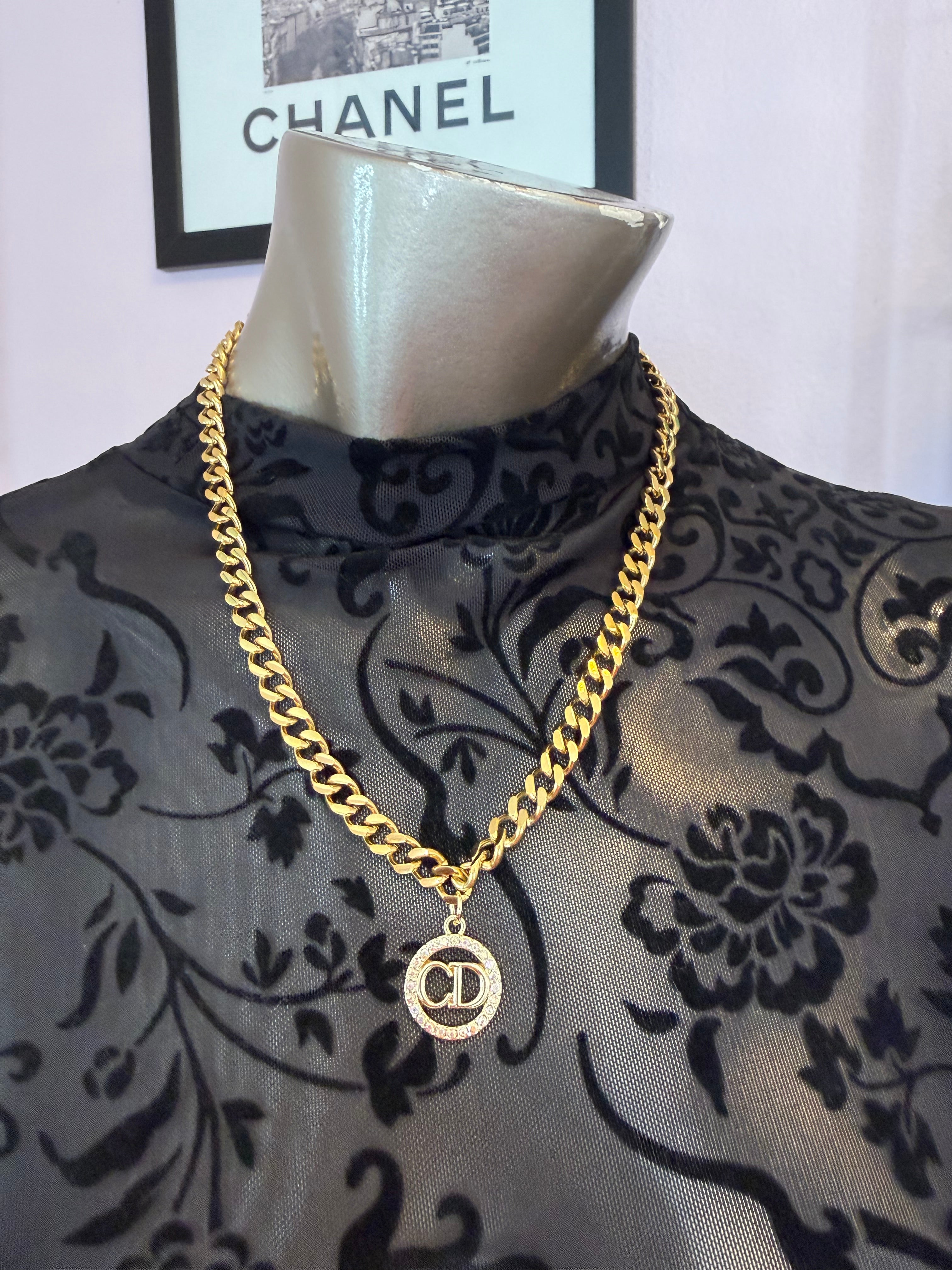 Upcycled Iridescent CD Charm on Cuban Chain