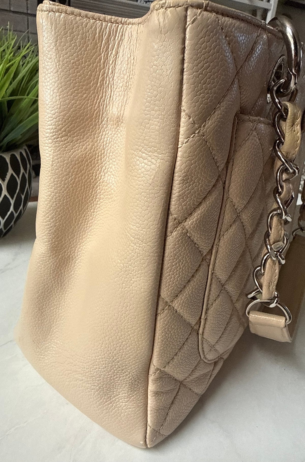 Chanel GST Beige Caviar Leather SHW