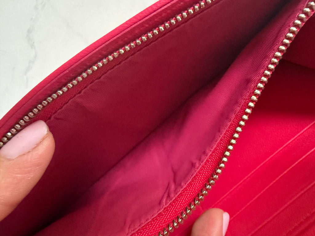 Pink Dior Cannage Wallet On Chain