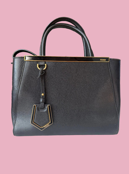 Fendi 2Jours Black Leather w/ Strap
