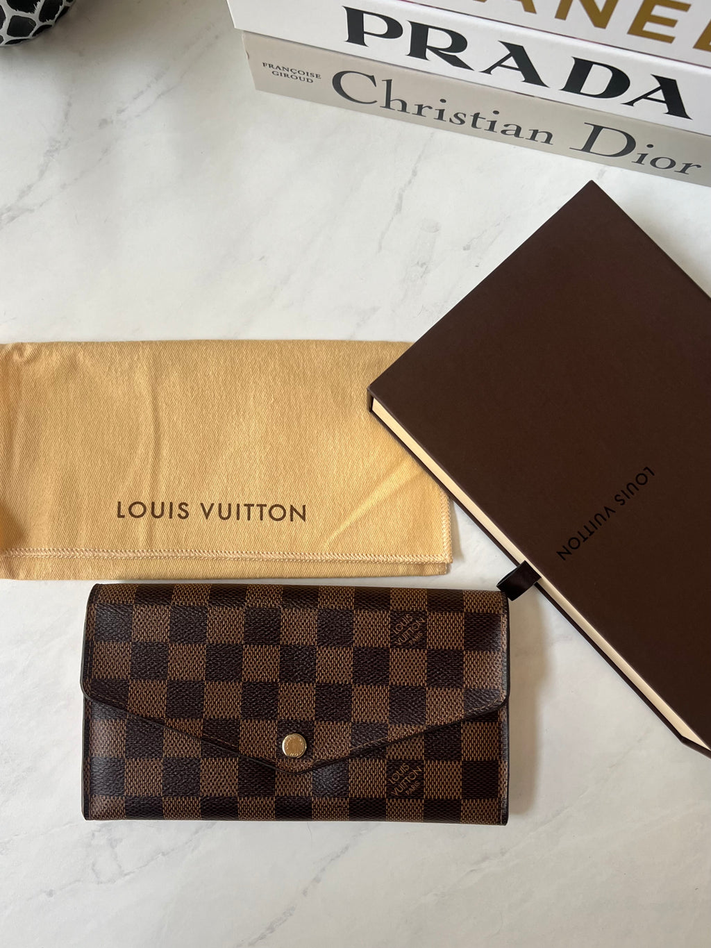 Louis Vuitton Ebene Damier Sarah Wallet (Rose Ballerine)