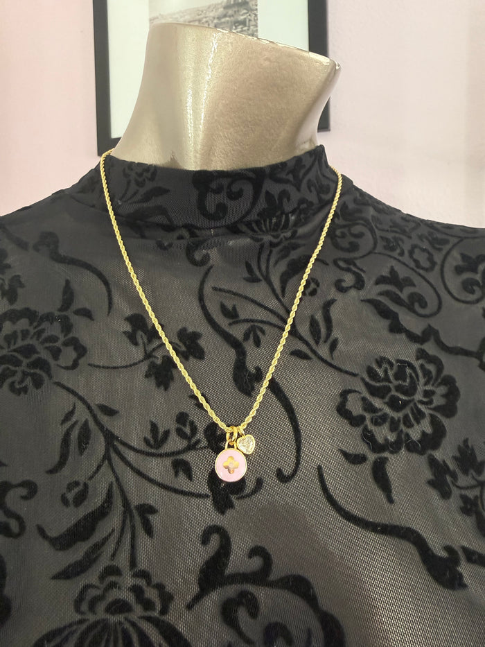 Repurposed LV Lavender Charm Necklace