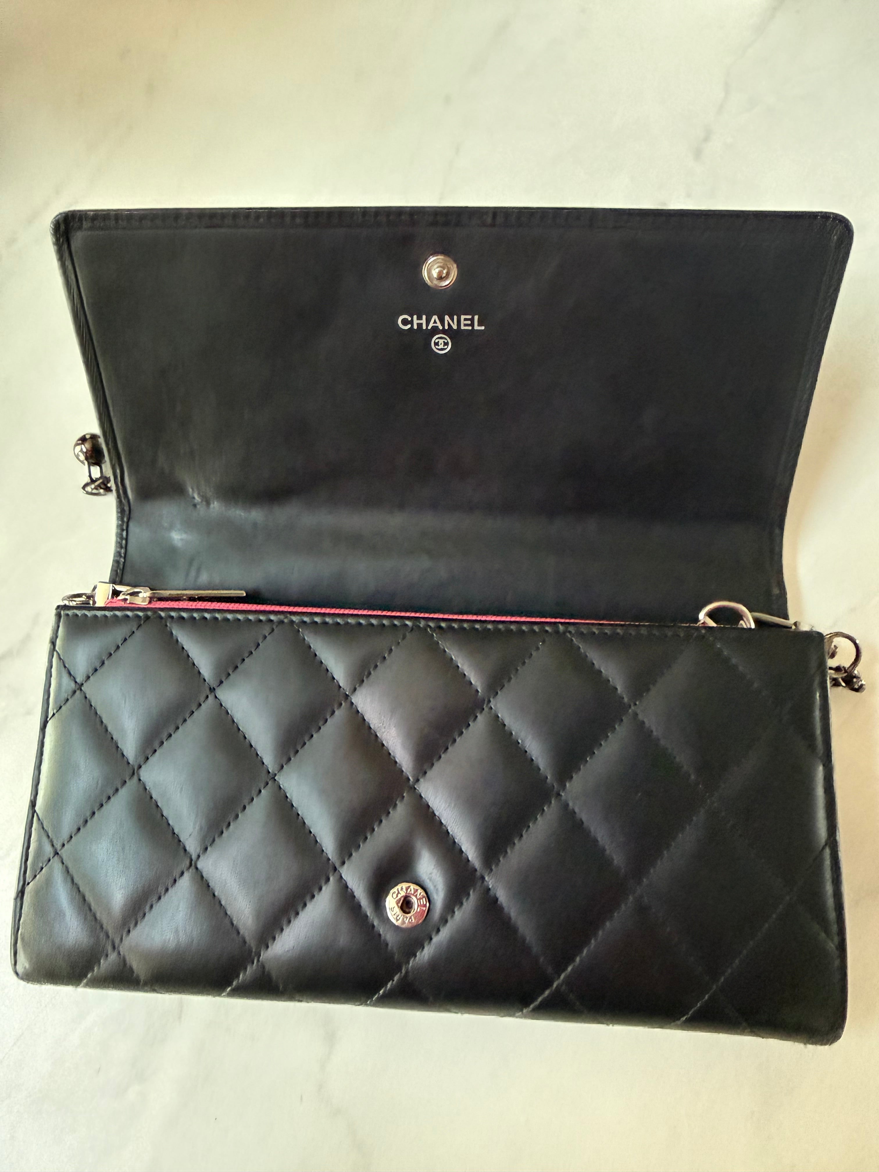 Black Chanel Lambskin Cambon Wallet