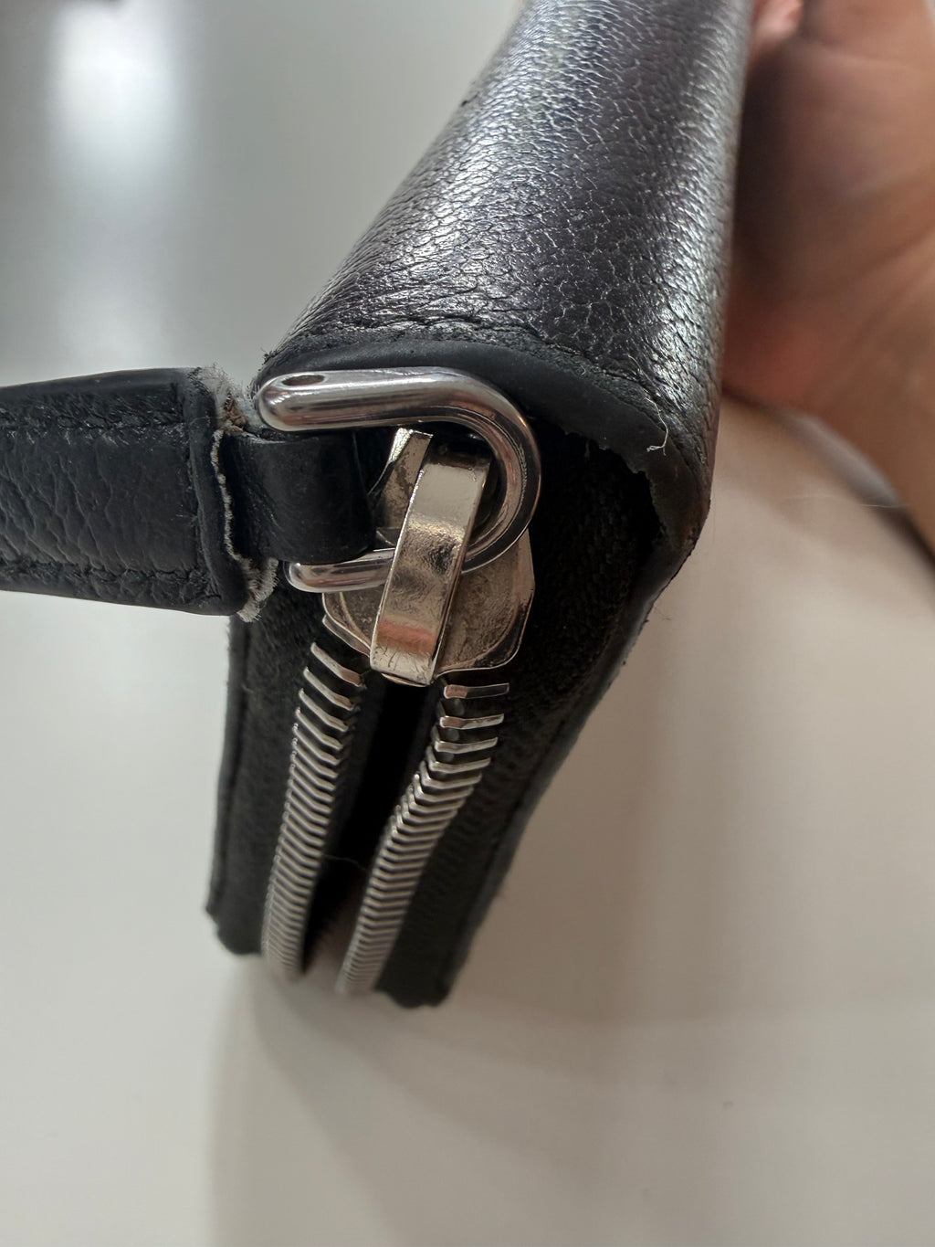 Black Leather Prada Silver HW Zippy Wallet