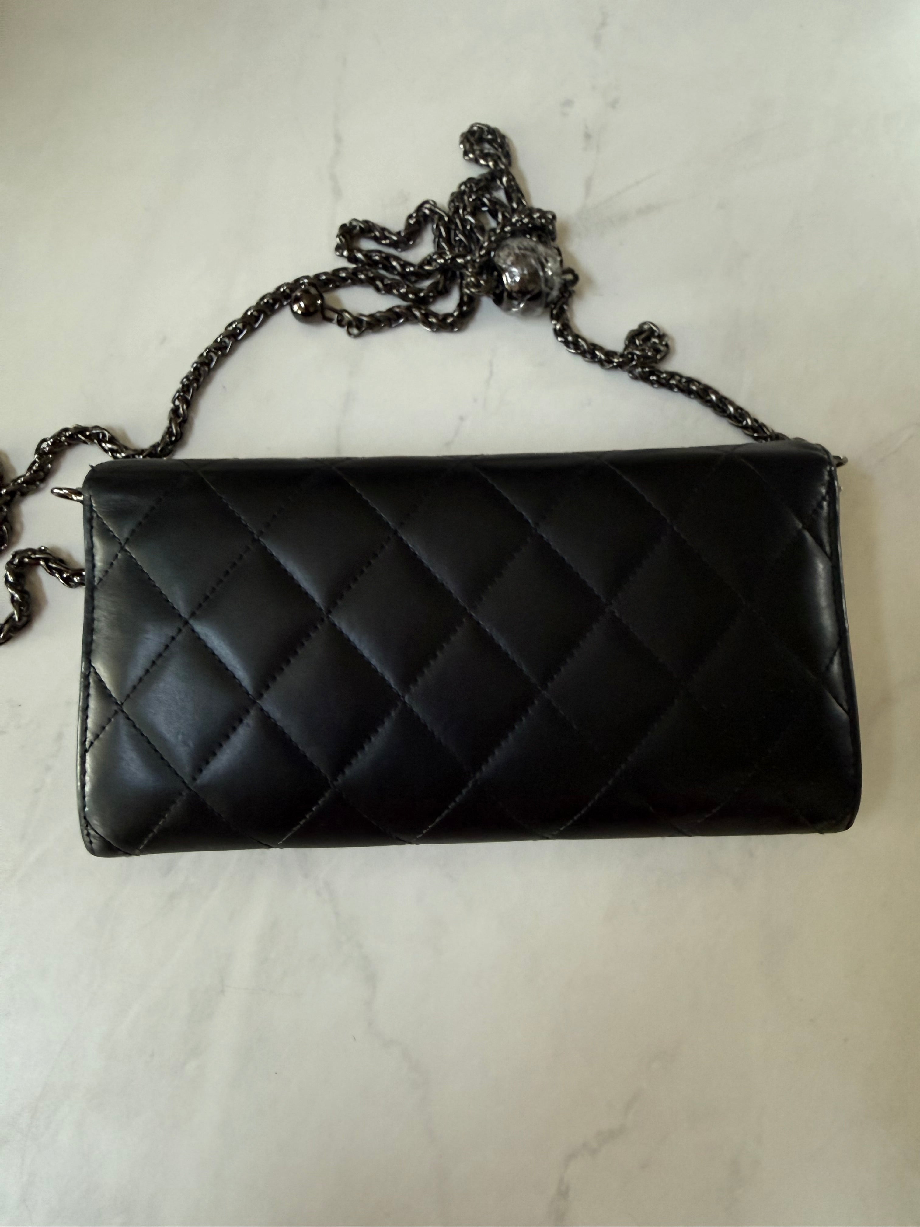 Black Chanel Lambskin Cambon Wallet