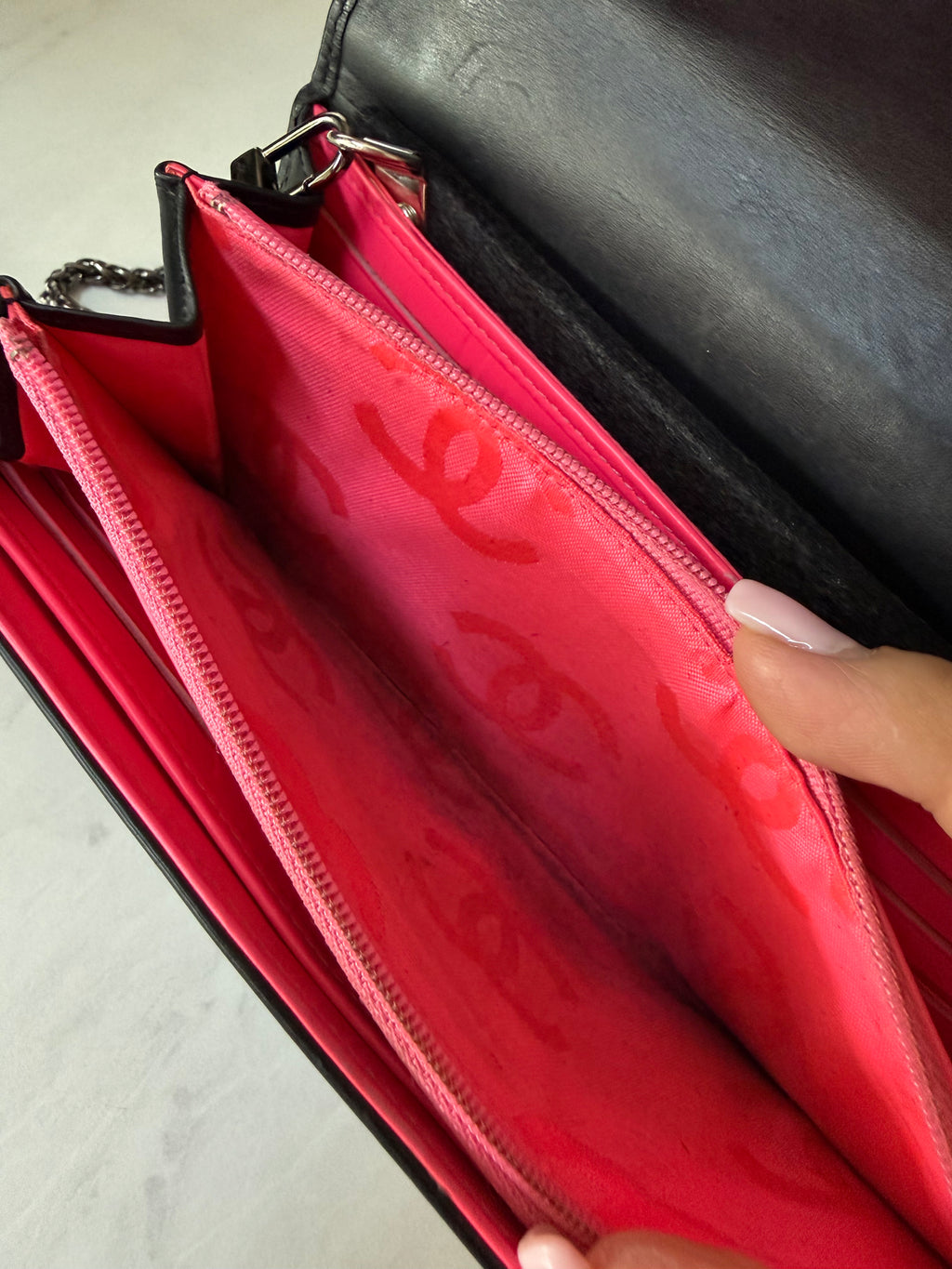 Black Chanel Lambskin Cambon Wallet