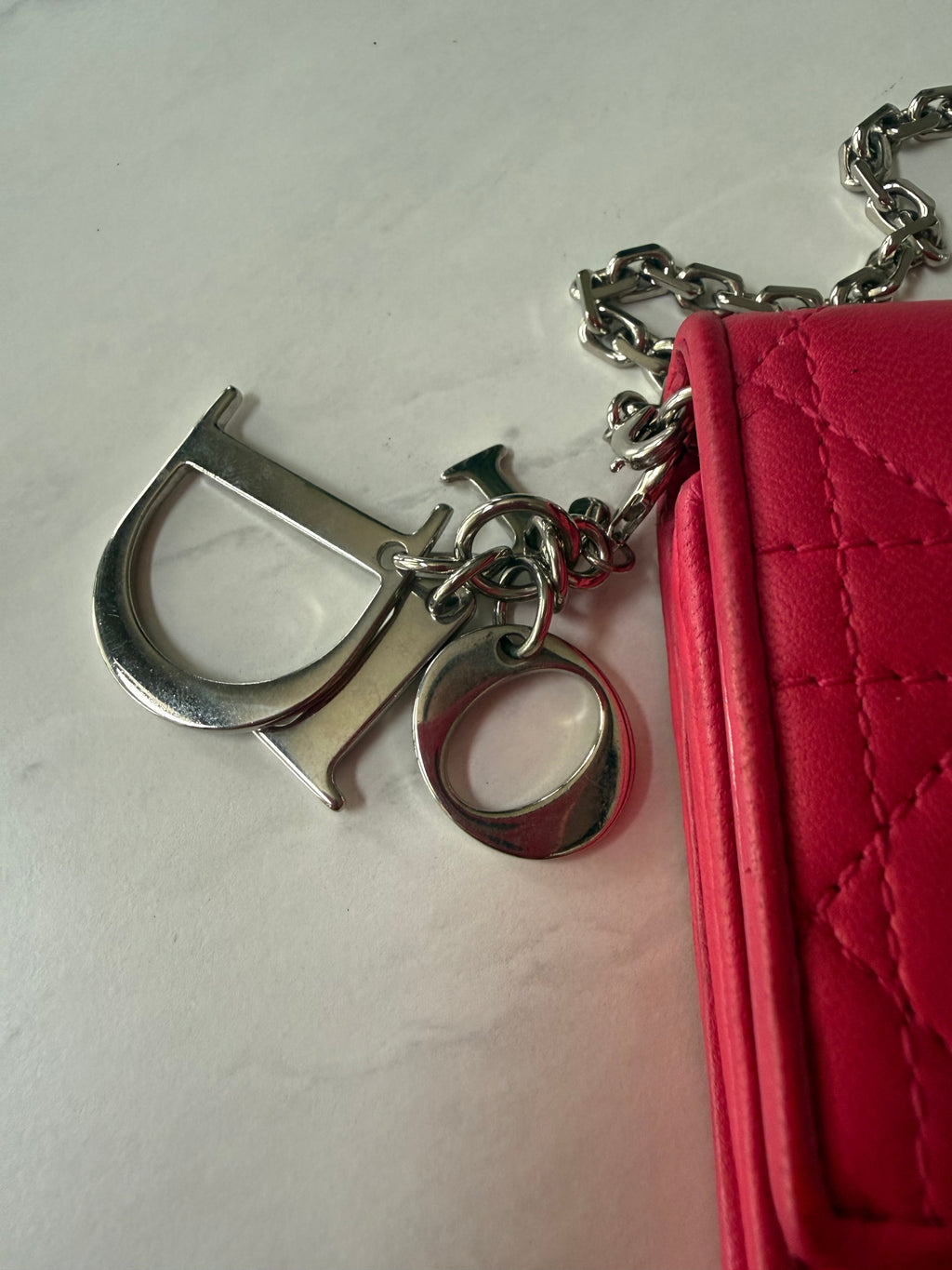 Pink Dior Cannage Wallet On Chain