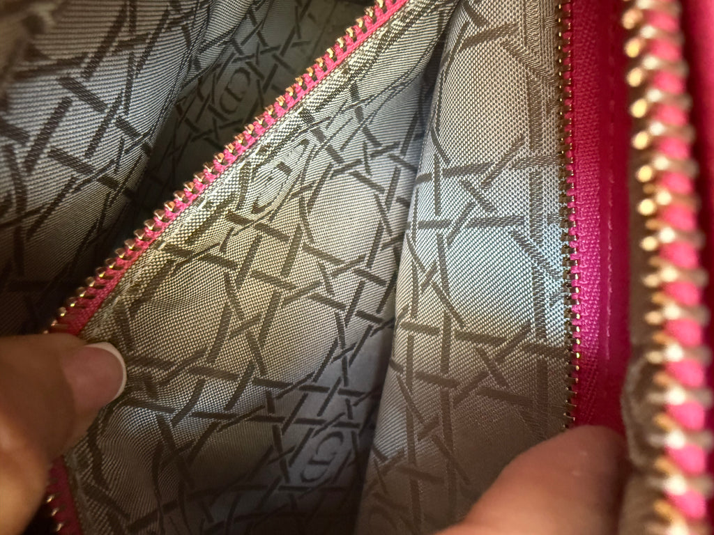 Preloved Christian Dior Lambskin Cannage Medium Lady Dior Fuchsia
