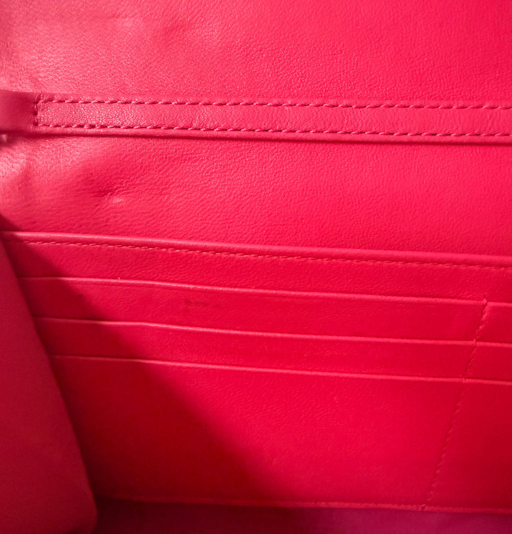 Pink Dior Cannage Wallet On Chain