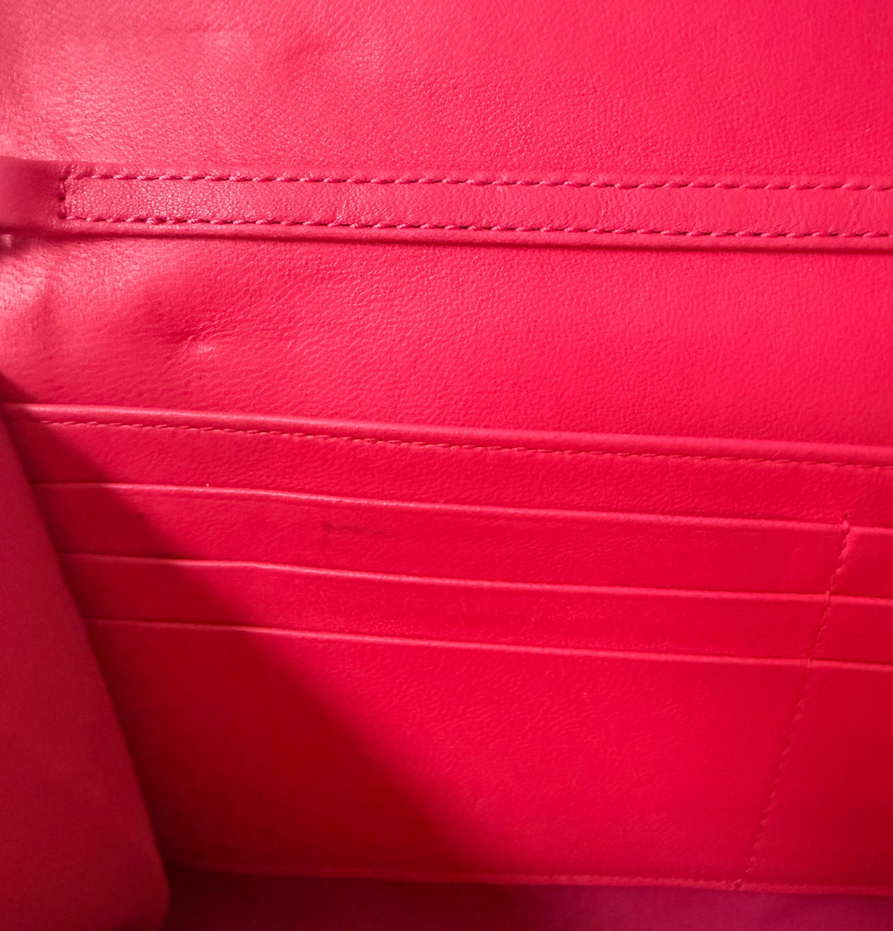 Pink Dior Cannage Wallet On Chain