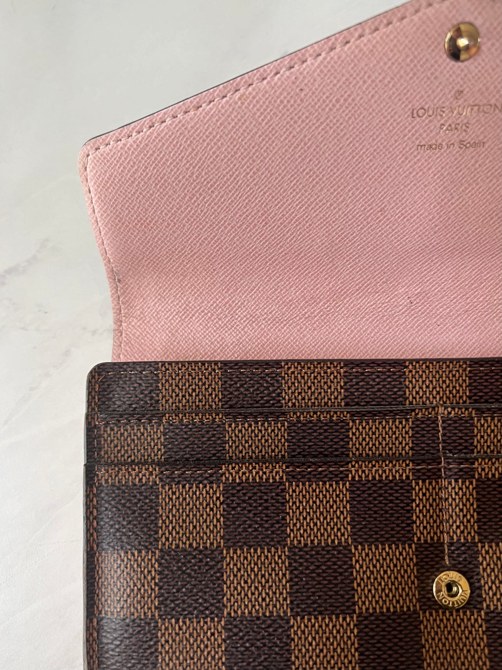 Louis Vuitton Ebene Damier Sarah Wallet (Rose Ballerine)