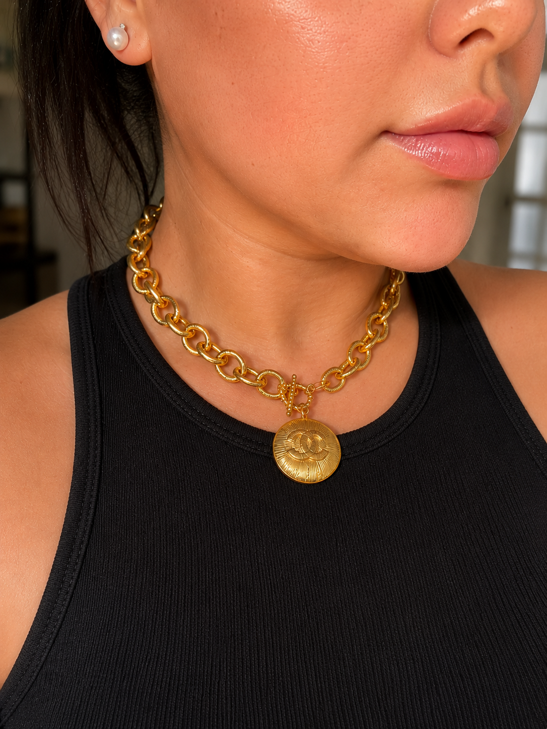 Authentic Upcycled Chanel Pendant Necklace