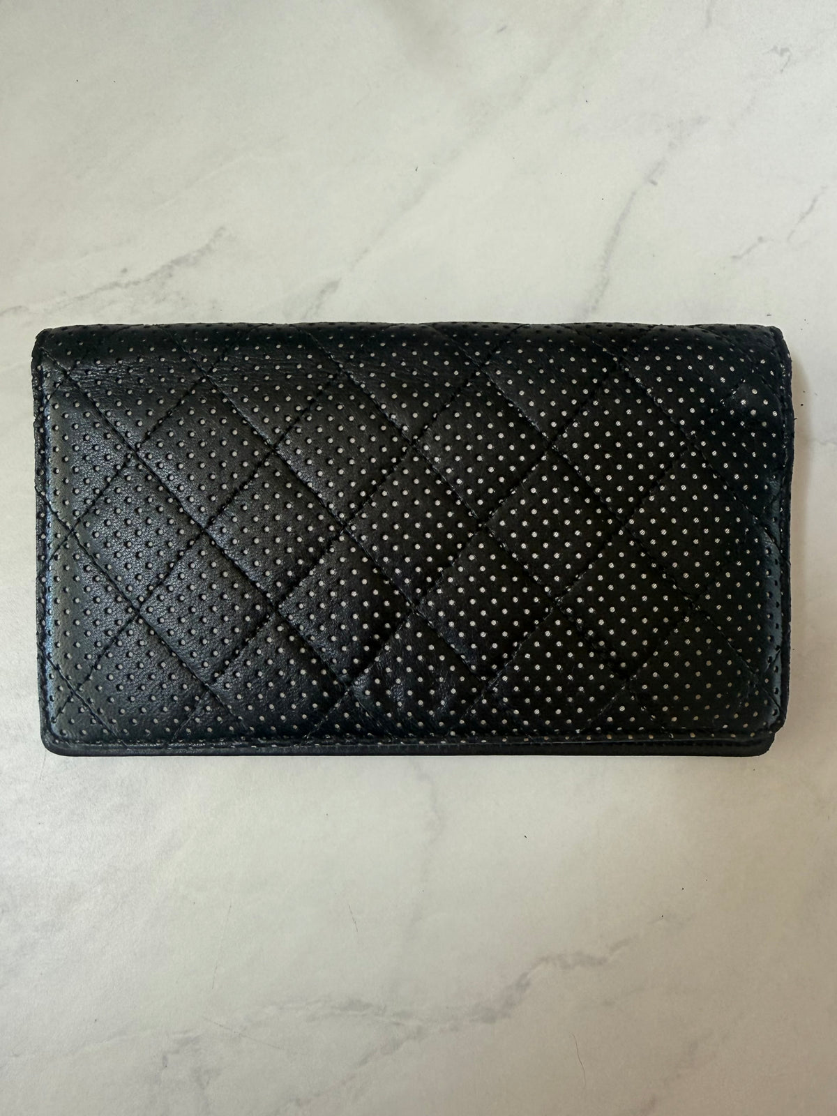 Chanel Matelasse Black Punching Lambskin Bifold