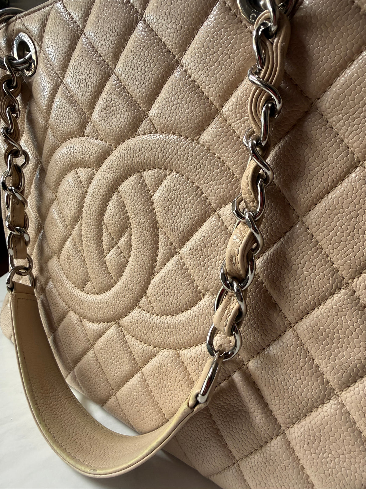 Chanel GST Beige Caviar Leather SHW