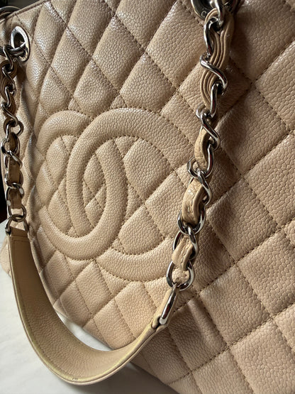 Chanel GST Beige Caviar Leather SHW