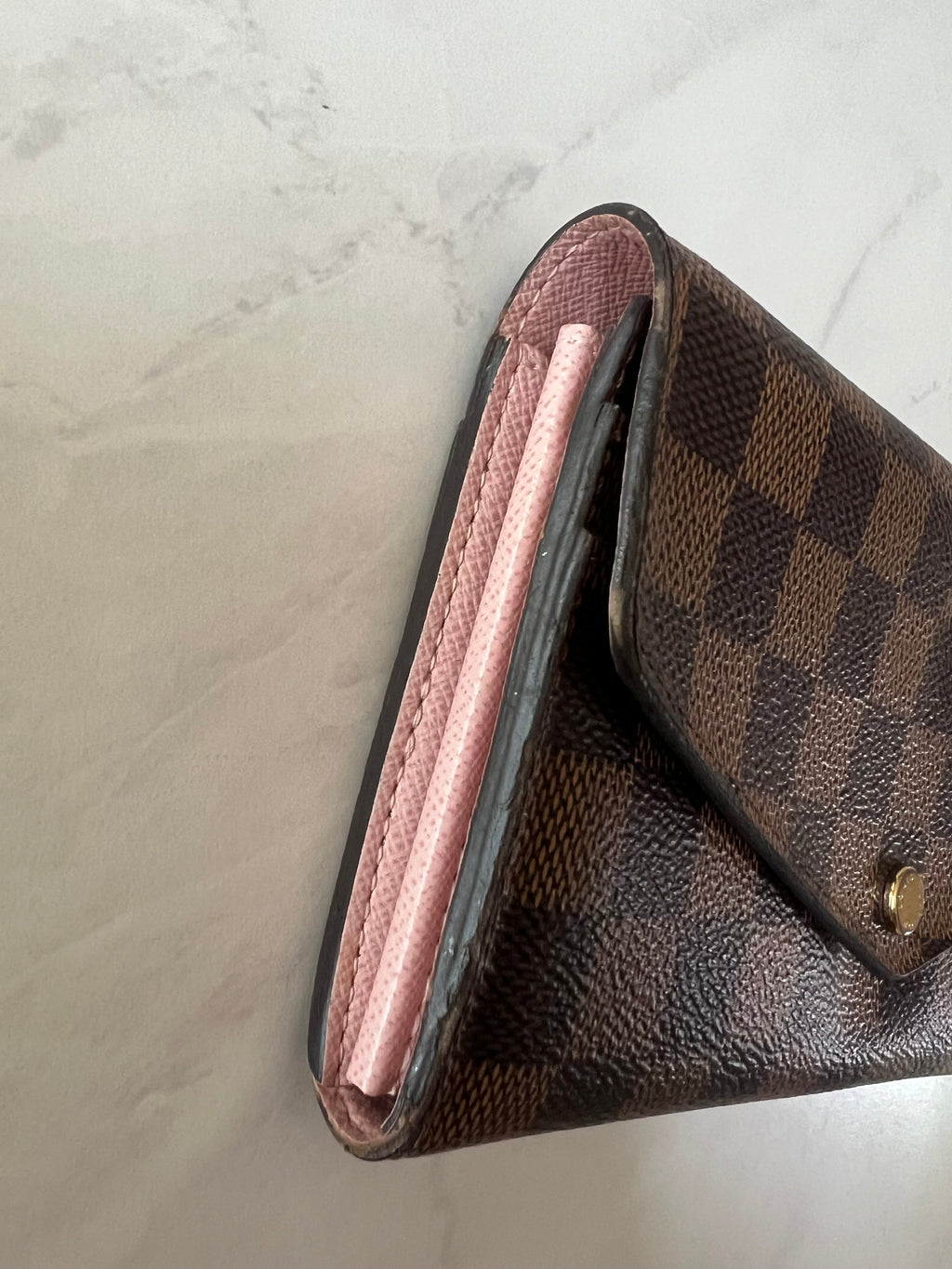 Louis Vuitton Ebene Damier Sarah Wallet (Rose Ballerine)