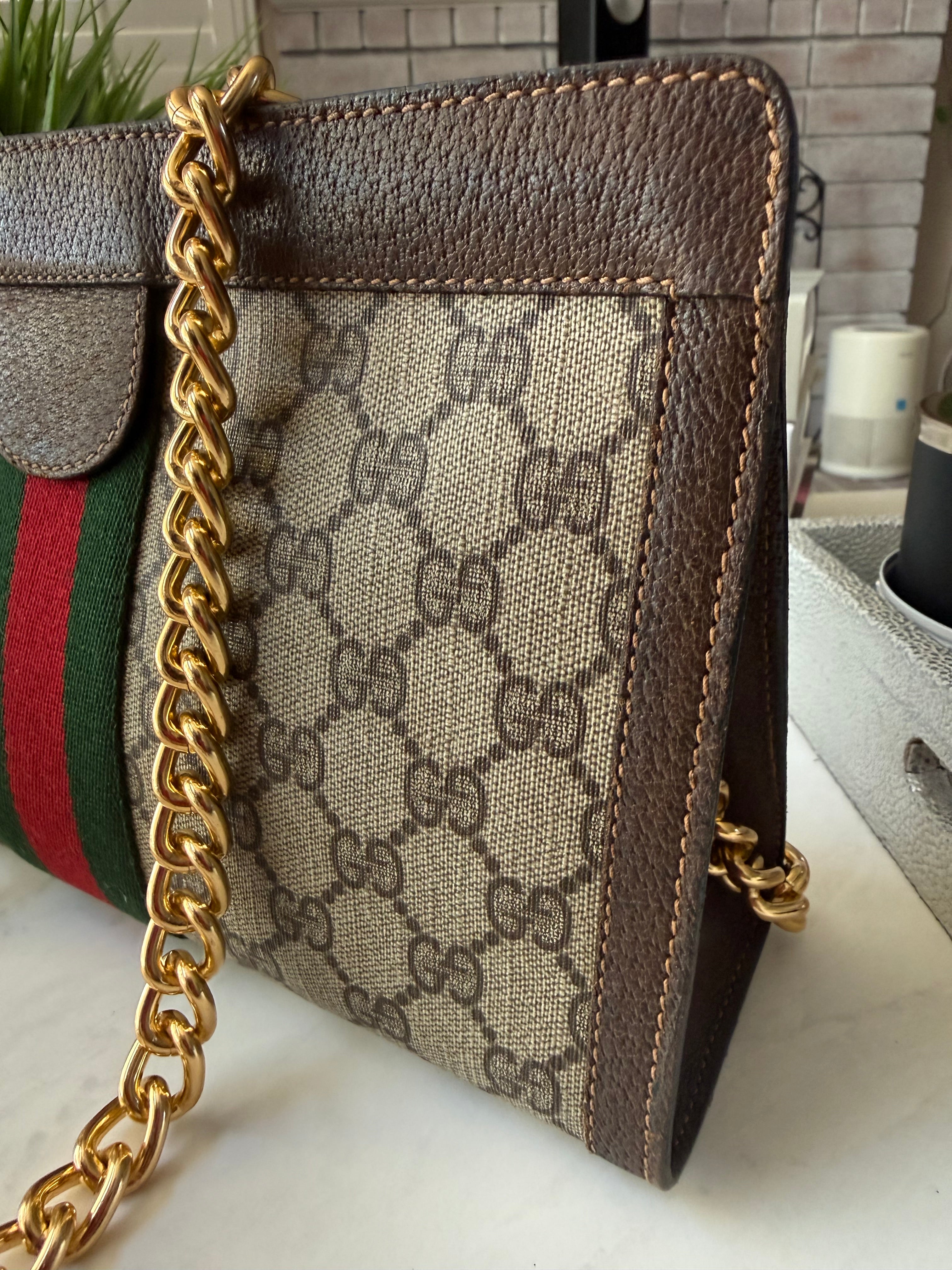 Preloved Large Gucci Ophidia Velcro Clutch w/ added Chain